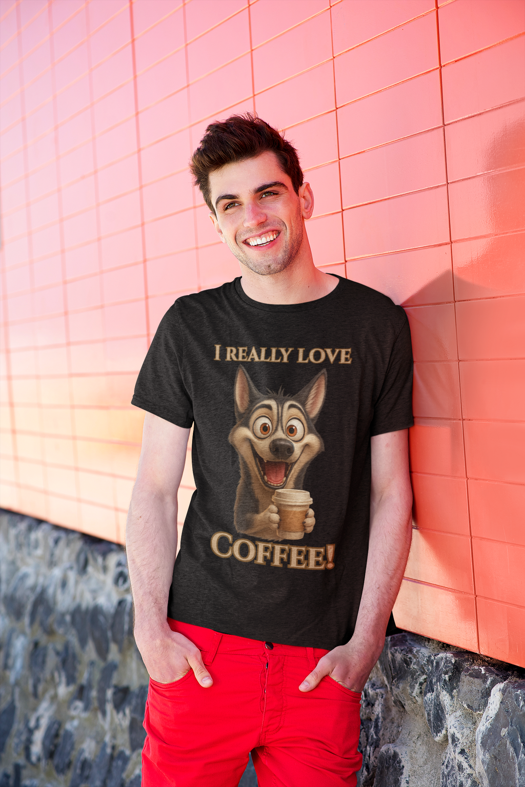 Coffee-Loving Dog Unisex Tee