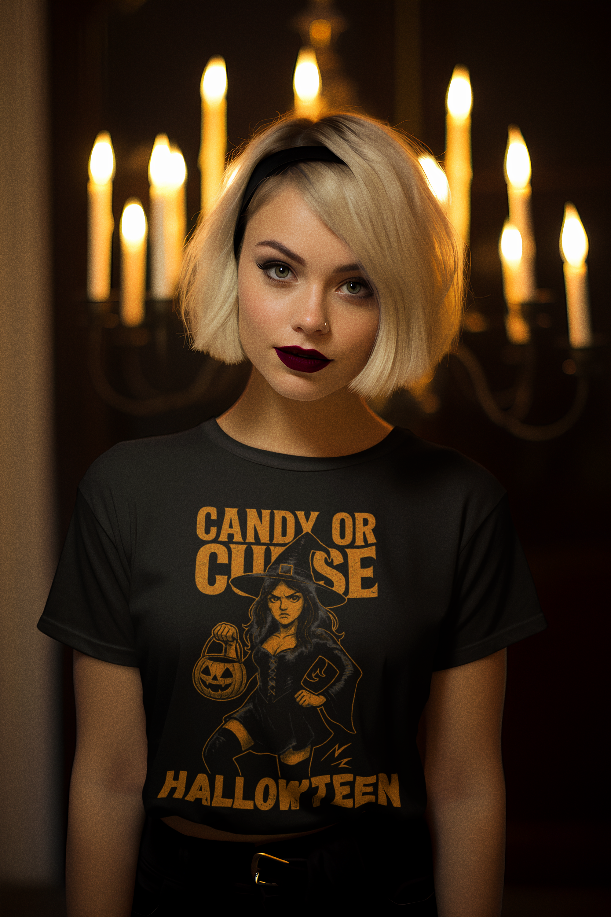 Halloween Unisex Heavy Cotton Tee, Spooky Costume Shirt, Candy or Curse T-Shirt, Witch Graphic Tee, Fall Festive Apparel