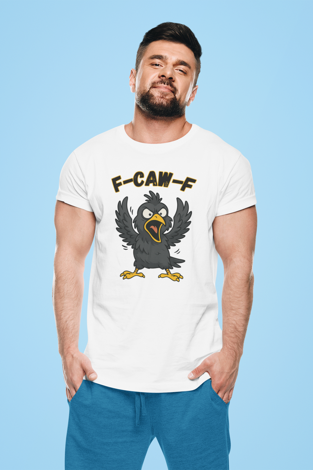 F-Caw-F Unisex Heavy Cotton Tee, Funny Graphic Shirt, Casual Wear, Unique Gift, Bird Lover Apparel
