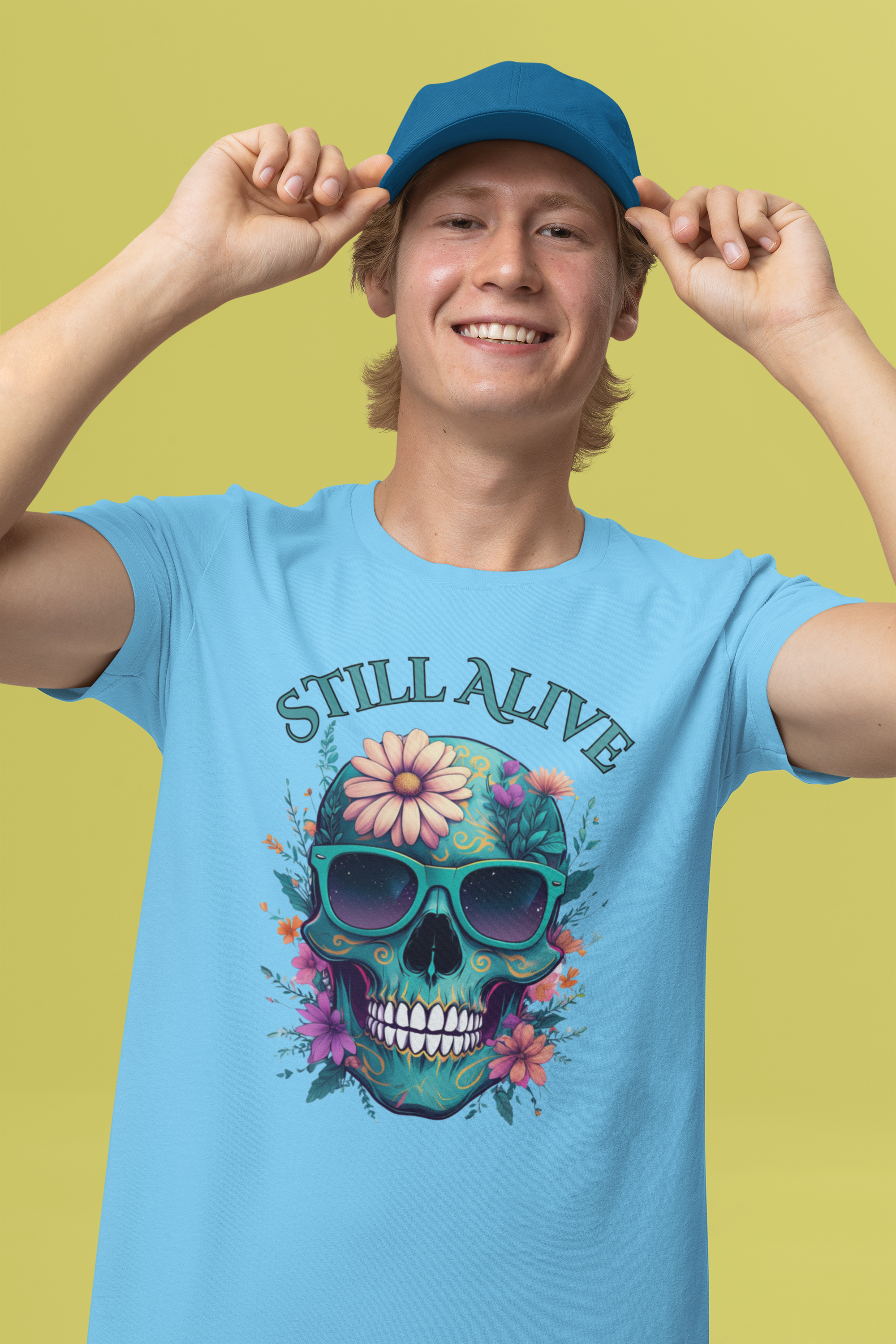 Skull Floral Graphic Tee - 'Still Alive' Unisex Jersey Shirt