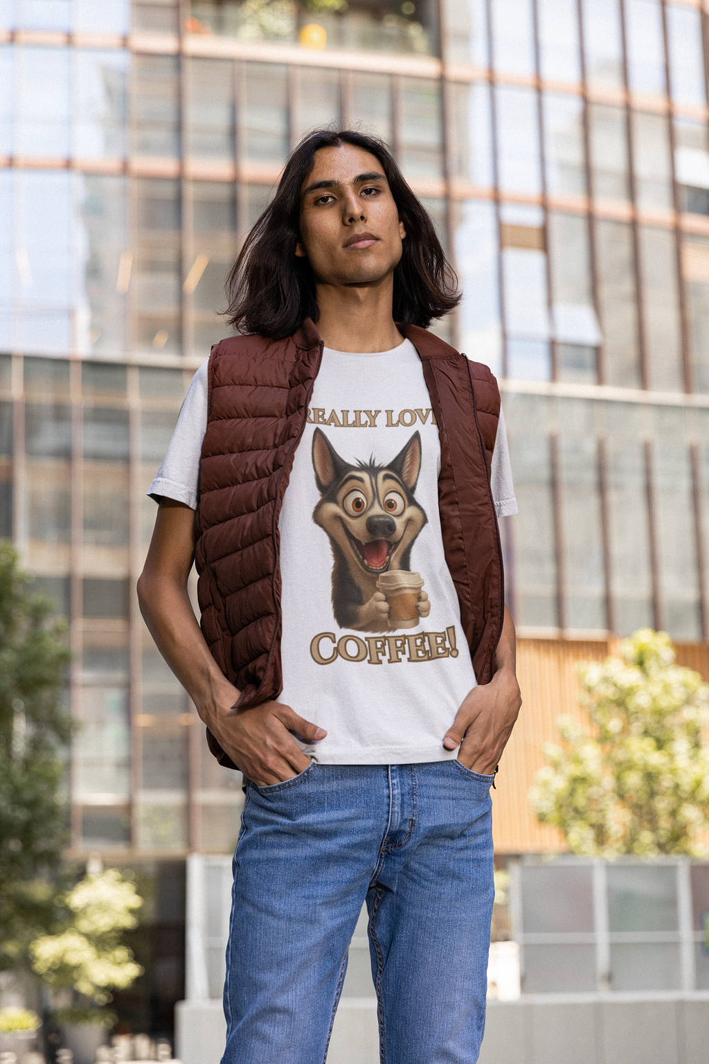 Coffee-Loving Dog Unisex Tee