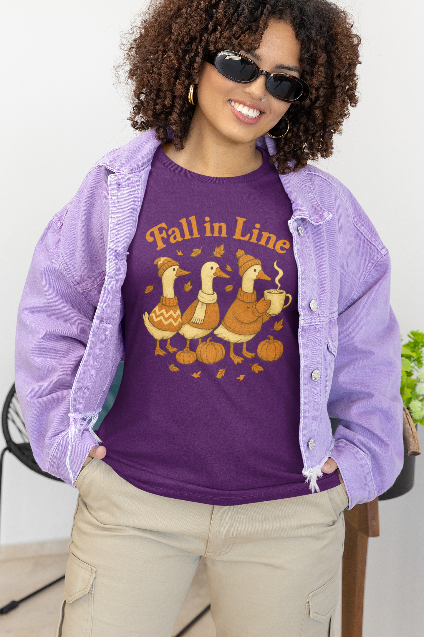 Fall in Line Unisex Tee - Cozy Autumn Graphic T-Shirt