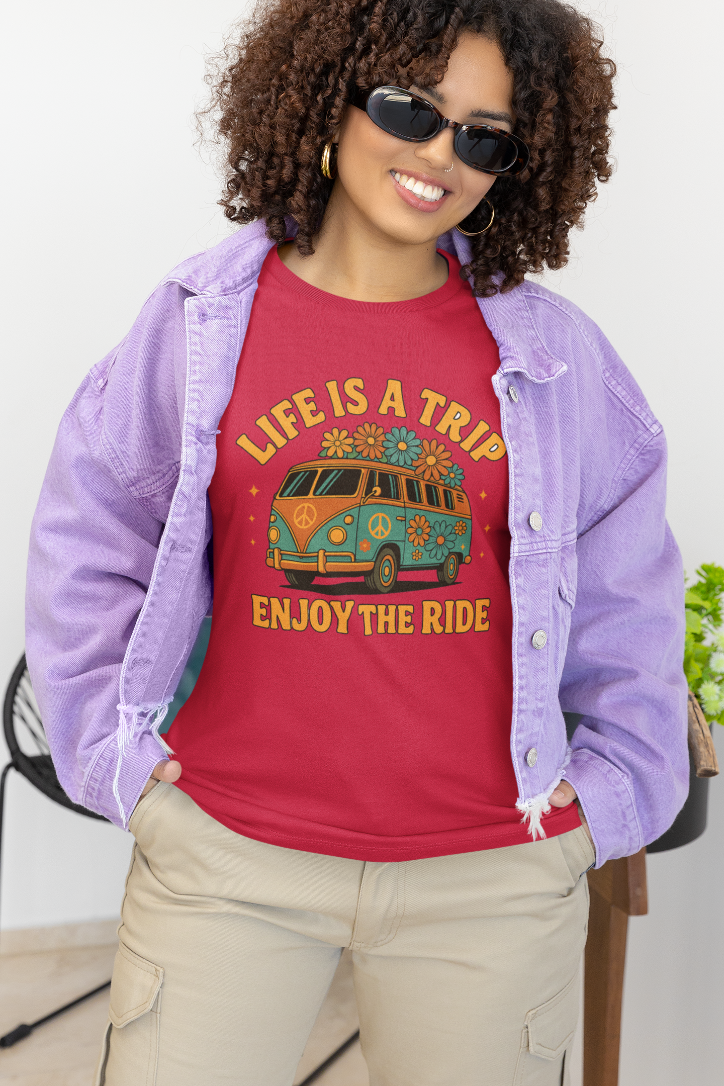 Retro Peace Van T-Shirt - "Life is a Trip, Enjoy the Ride"