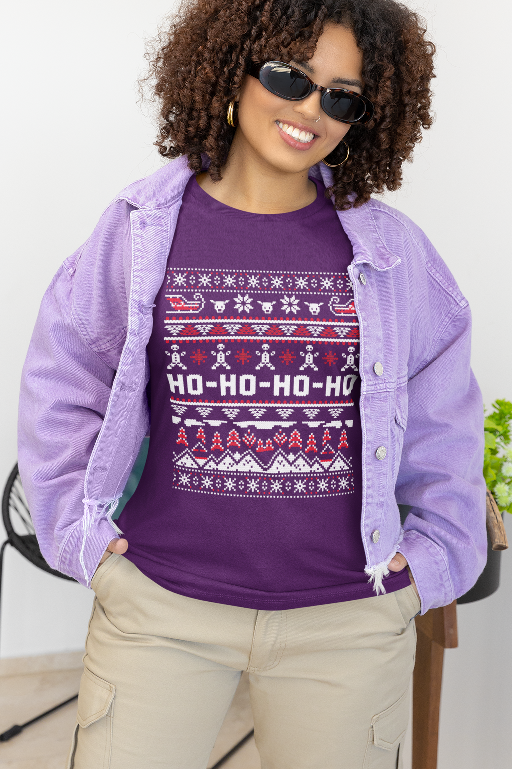 Ho-Ho-Ho Holiday Tee — Festive Christmas Sweater Print Shirt