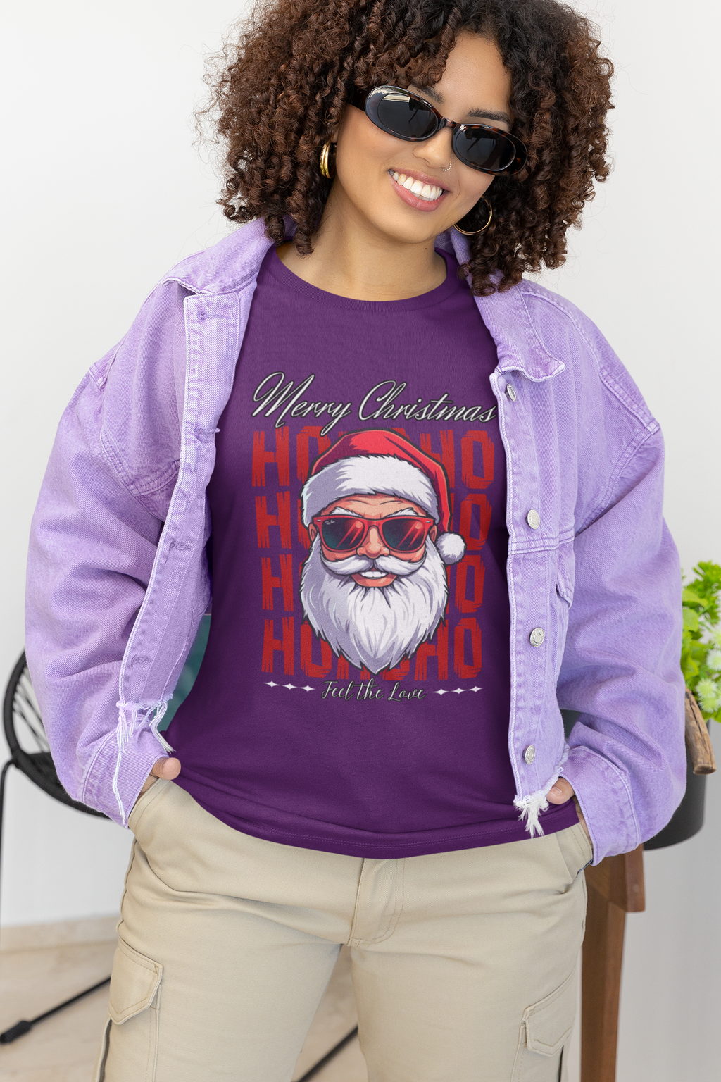 Ho Ho Ho Santa Sunglasses Christmas Tee — "Merry Christmas" Graphic Shirt