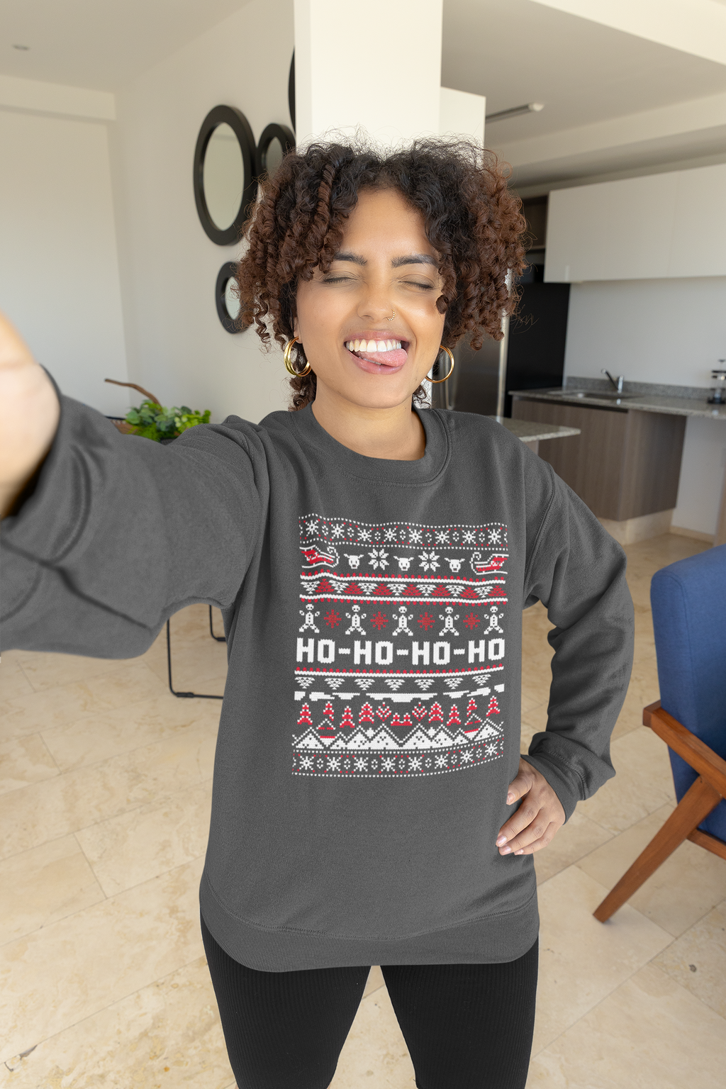 Christmas Ho-Ho-Ho Crewneck Sweatshirt — Festive Ugly Sweater Style