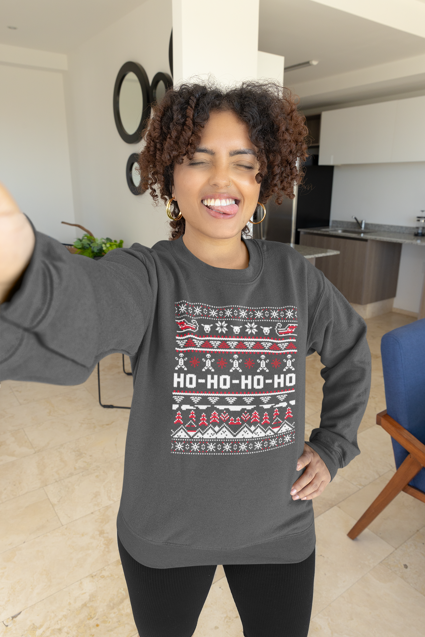 Christmas Ho-Ho-Ho Crewneck Sweatshirt — Festive Ugly Sweater Style