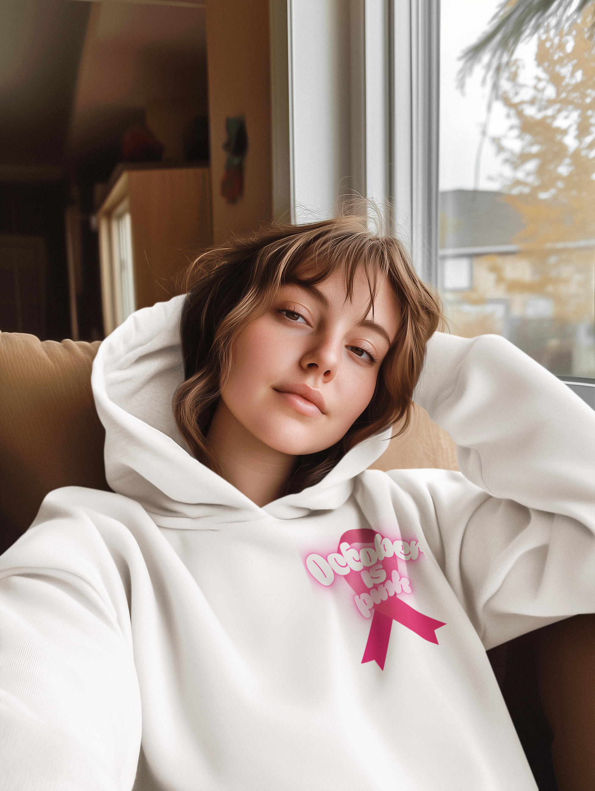 Girlie College Hoodie - October is Breast Cancer Awareness Month, Casual Sweatshirt, Fall Fashion, Comfort Wear, Gift for Her, [...]
