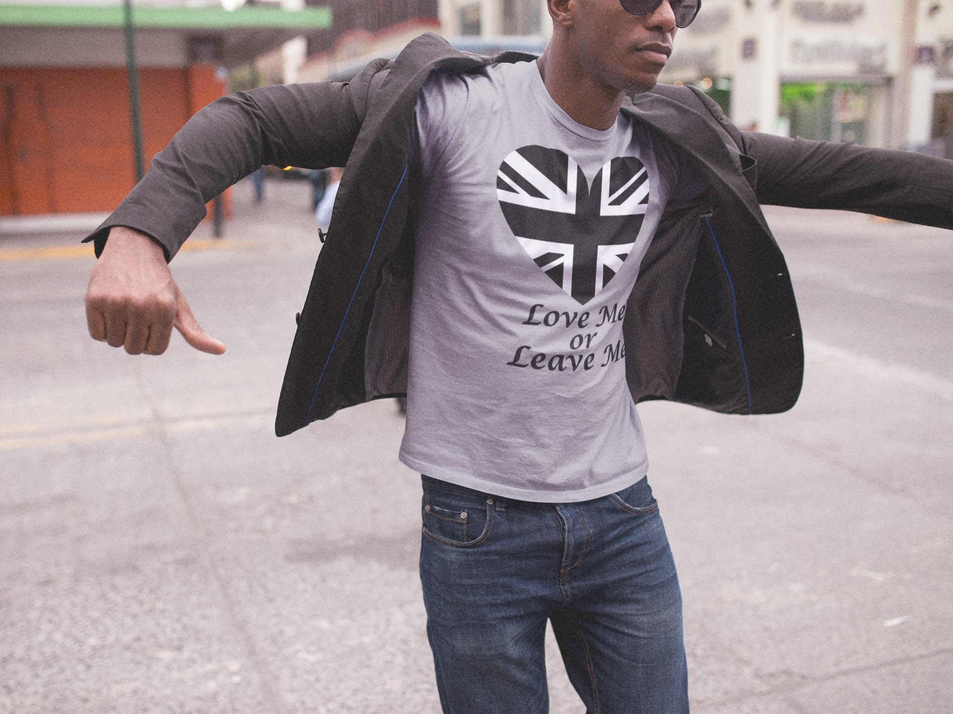 Patriotic  British Union Jack Heart Tee, Love Me or Leave Me Shirt, Unisex T-Shirt, Casual Wear, Gift for Him/Her