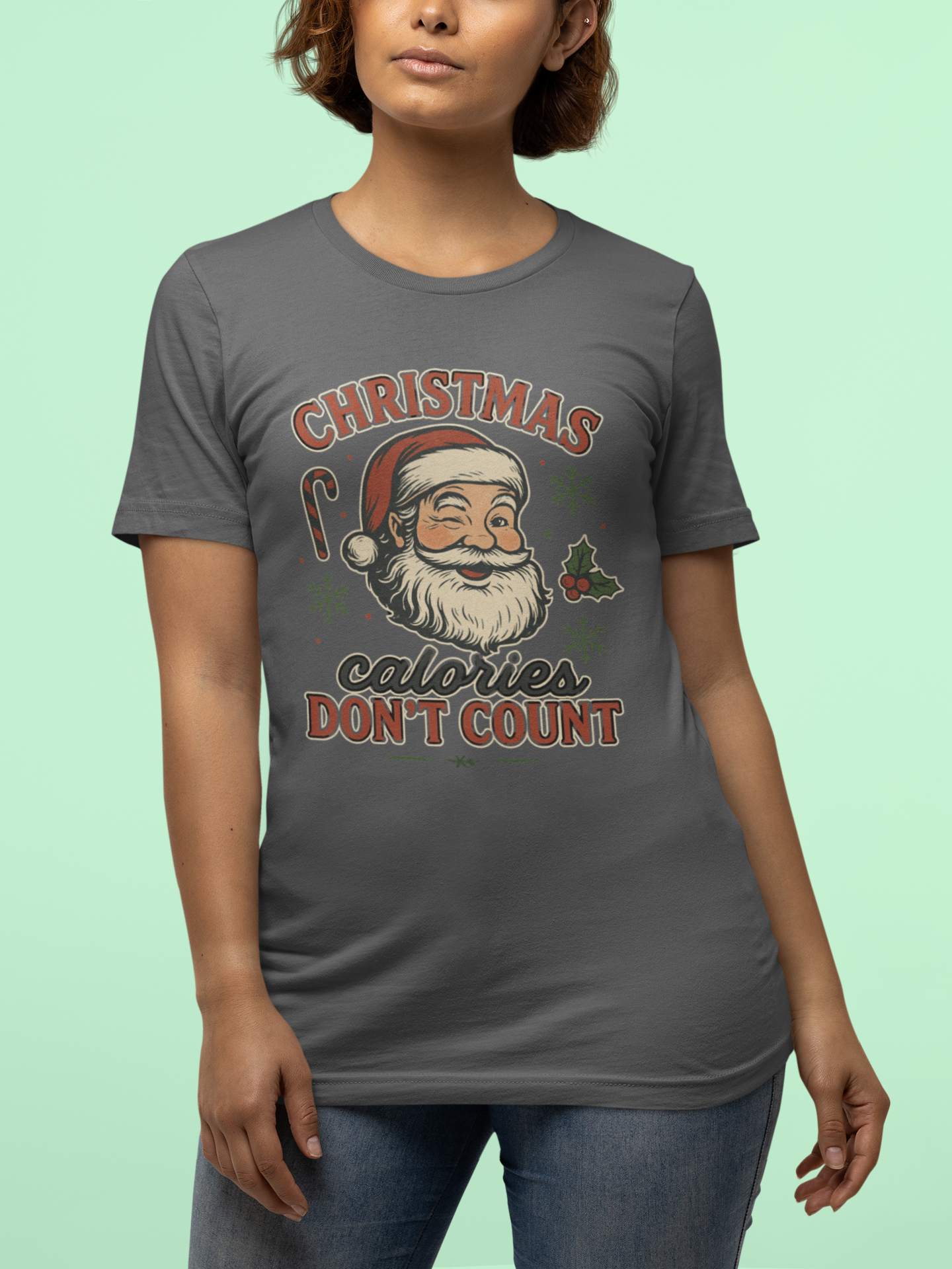 Christmas Calories Don't Count Tee — Vintage Santa Holiday T‑Shirt
