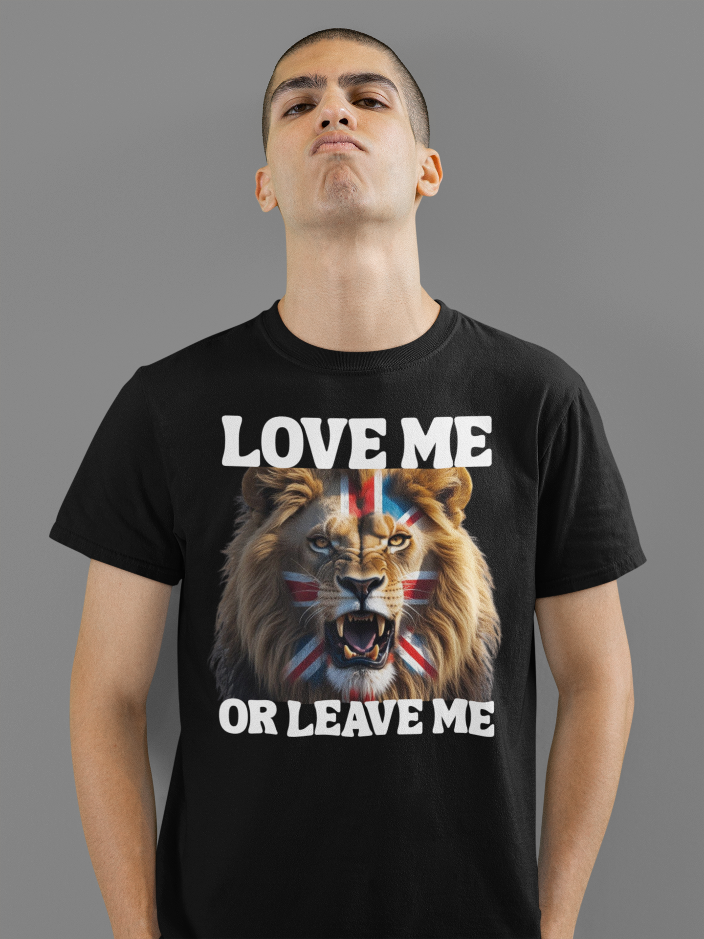 Union Jack Lion Tee - Love Me or Leave Me, Graphic T-Shirt, Unisex Tee, British Pride Shirt, Animal Lover Gift, Casual Wear