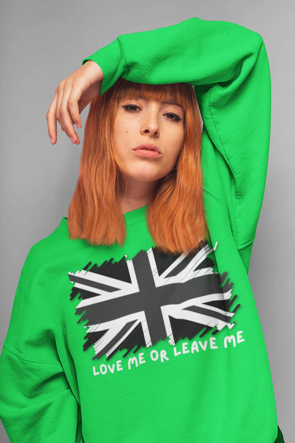 Union Jack Love Sweatshirt, Cozy Sweater, Gift for Him/Her, Casual Outfit, British Flag Apparel, Perfect for Travel