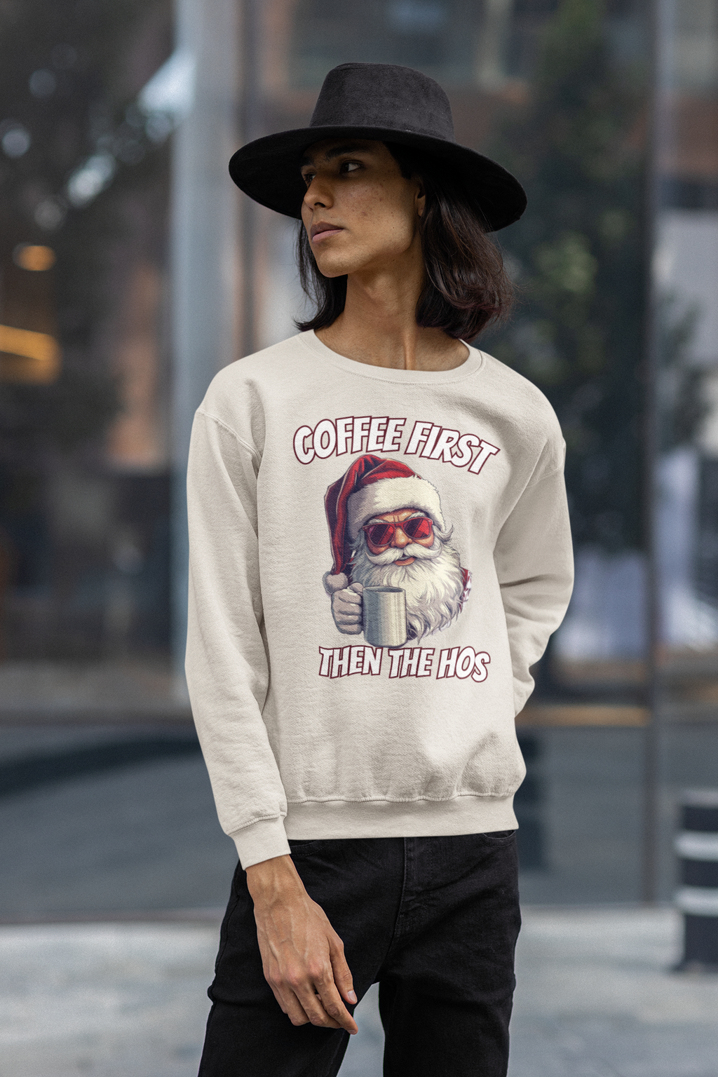Santa Coffee First Crewneck Sweatshirt