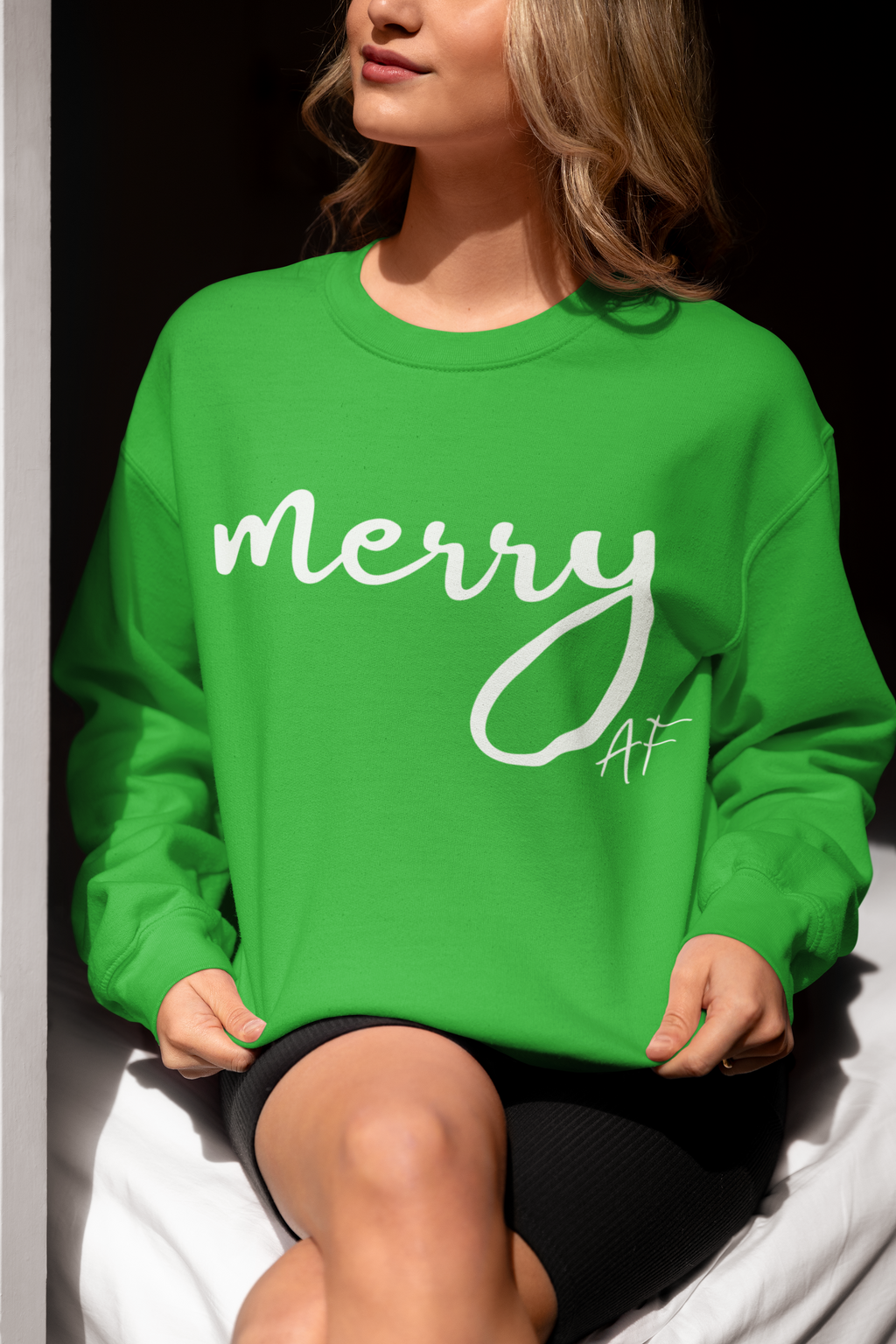 Merry AF Crewneck Sweatshirt – Funny Christmas Holiday Sweater