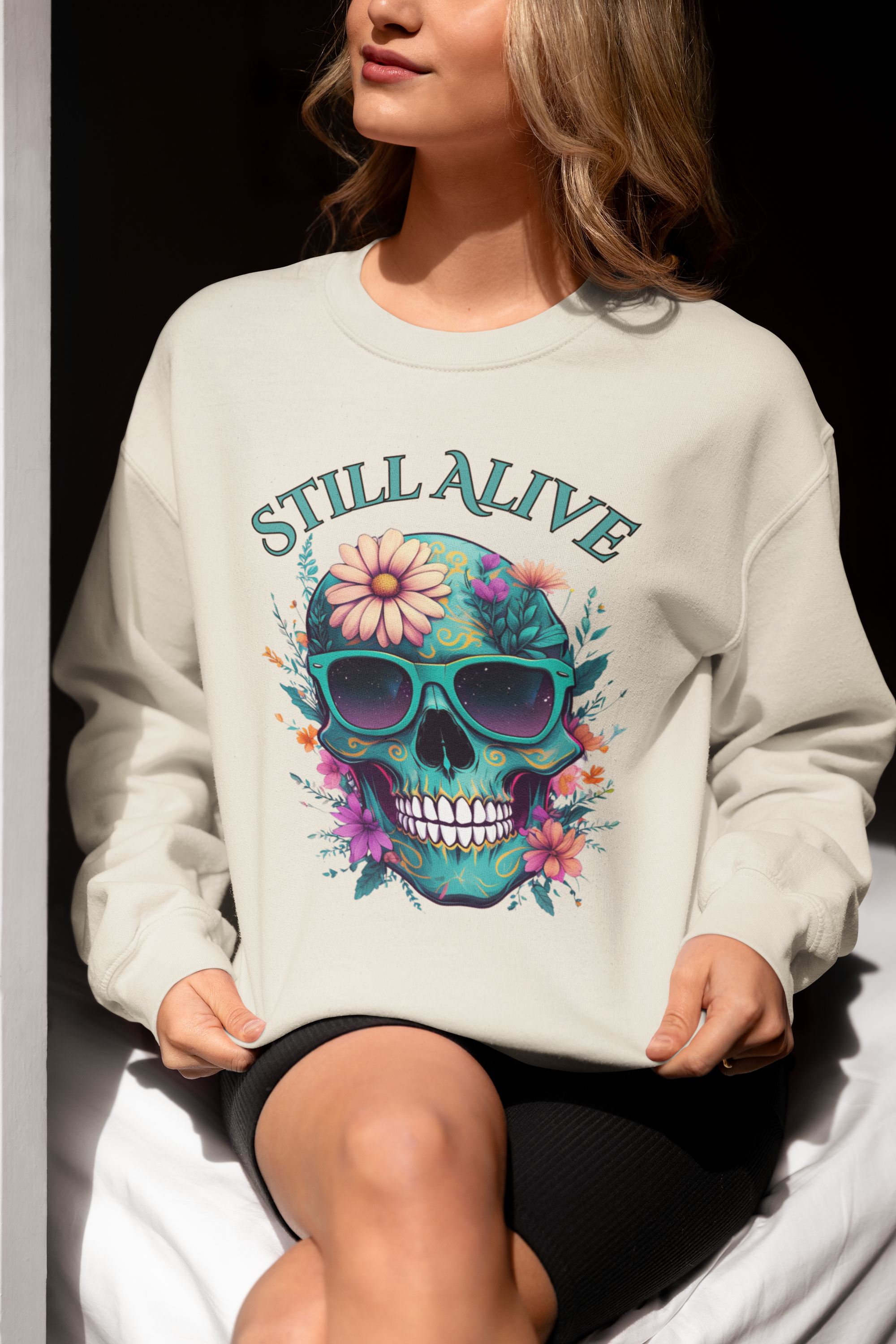 Still Alive Skull Floral Crewneck Sweatshirt