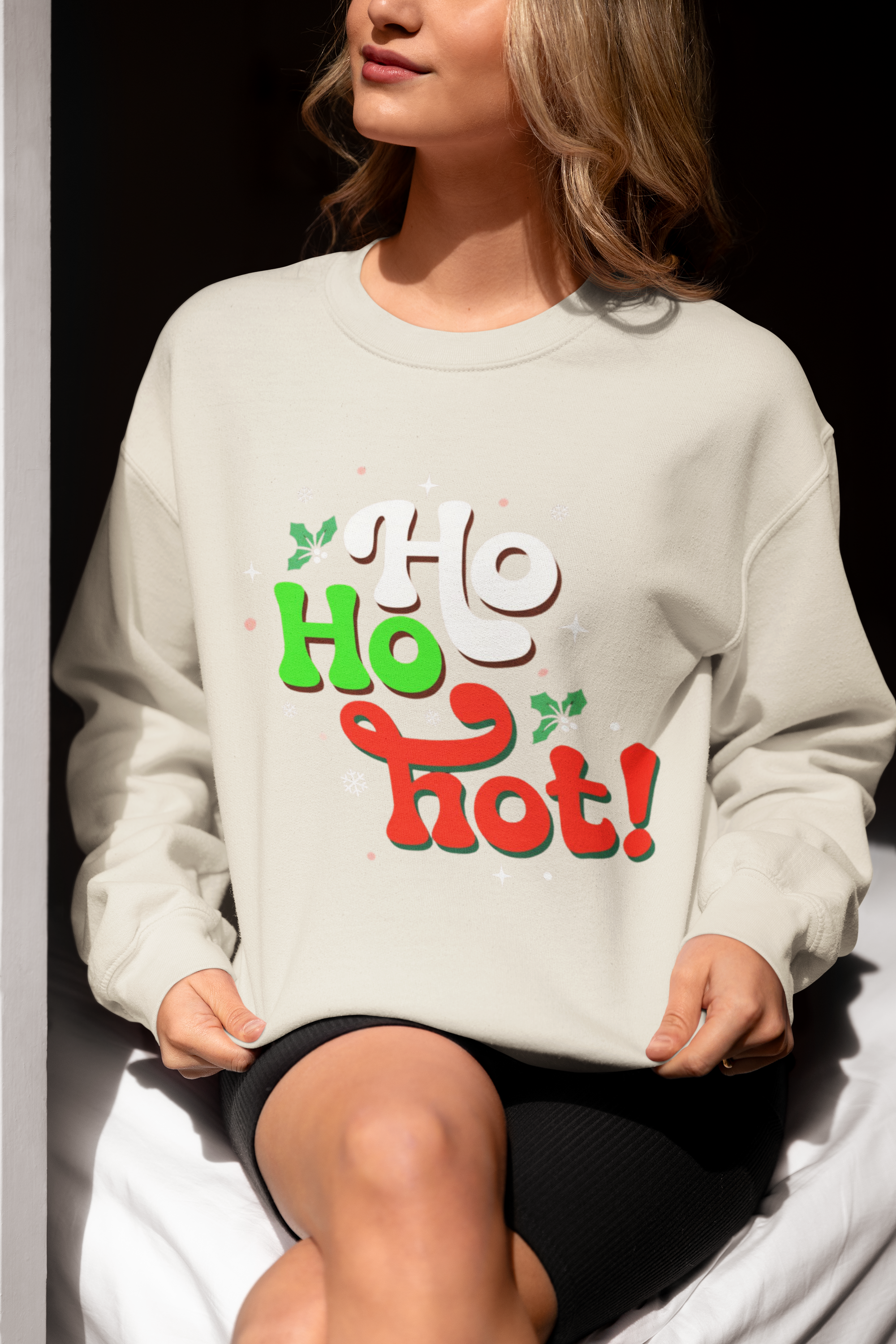 Holiday 'Ho Ho Hot!' Crewneck Sweatshirt — Funny Christmas Sweatshirt