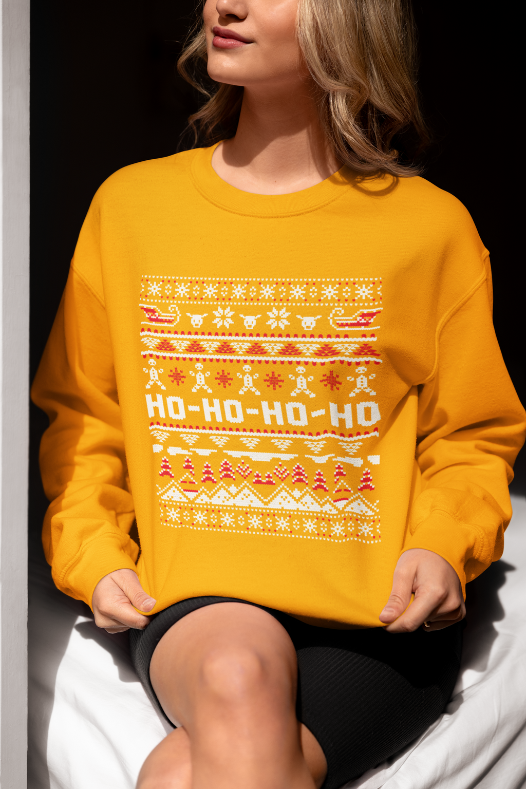 Christmas Ho-Ho-Ho Crewneck Sweatshirt — Festive Ugly Sweater Style