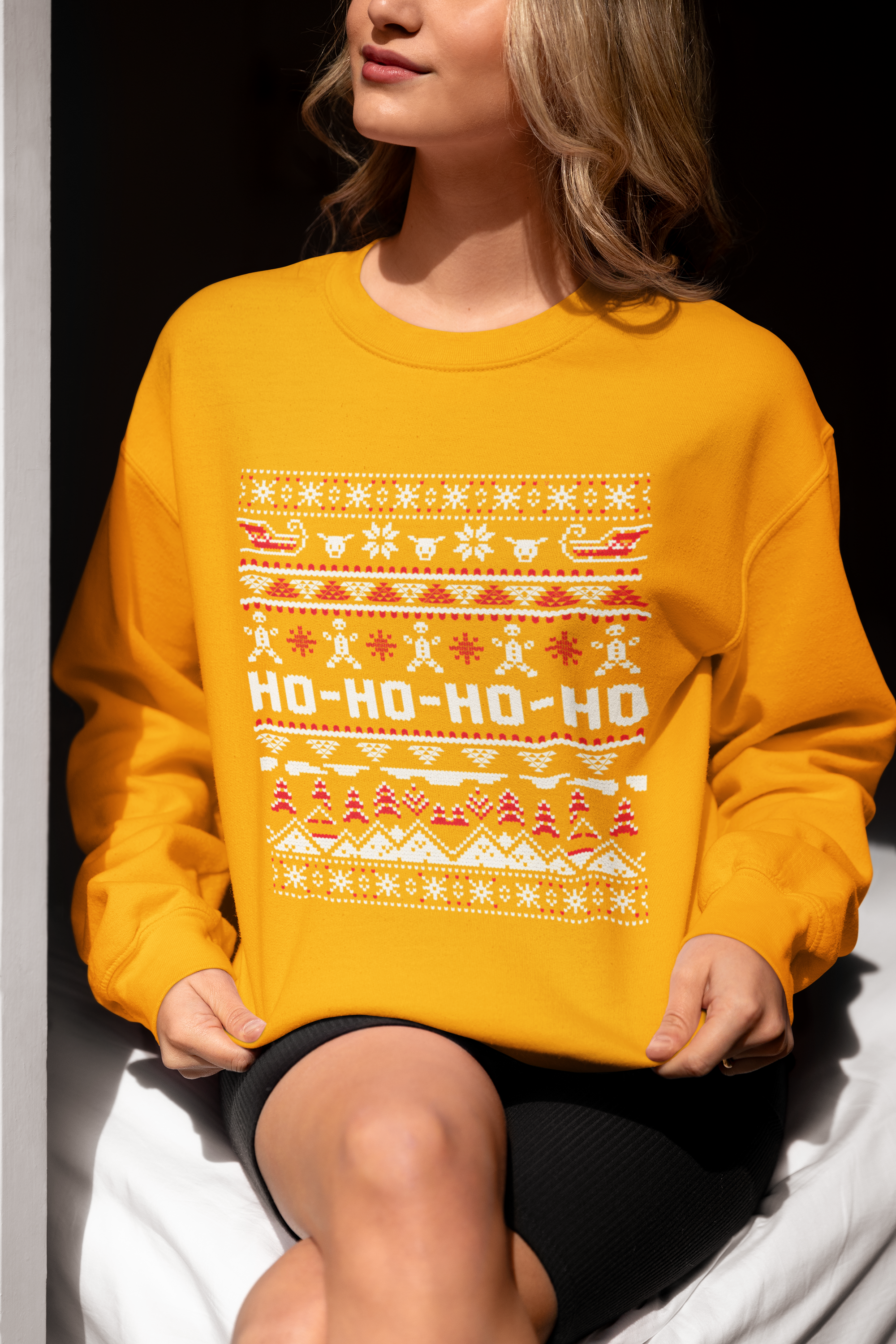 Christmas Ho-Ho-Ho Crewneck Sweatshirt — Festive Ugly Sweater Style