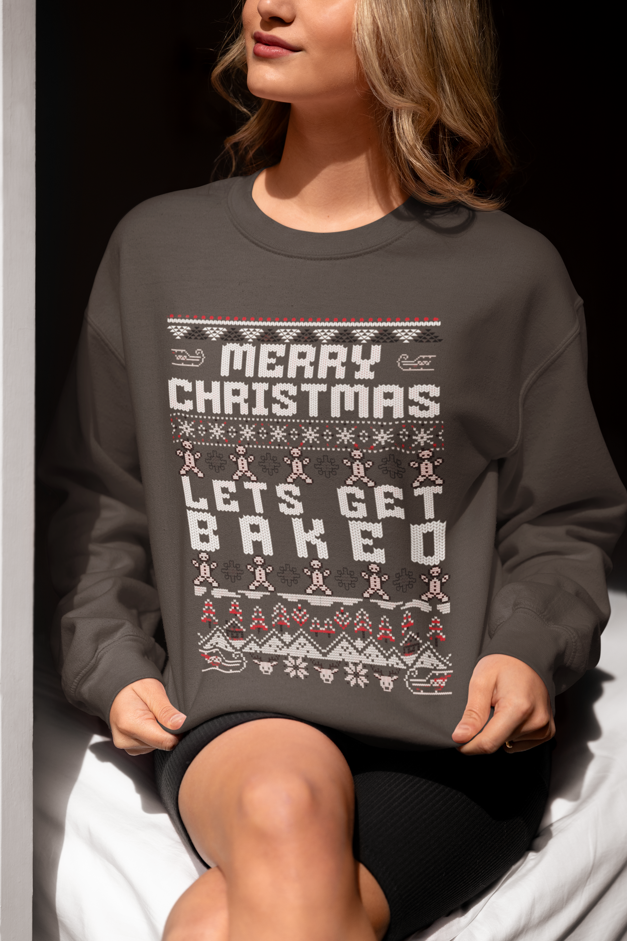 Christmas Gingerbread Crewneck Sweatshirt — "Merry Christmas" Holiday Sweater
