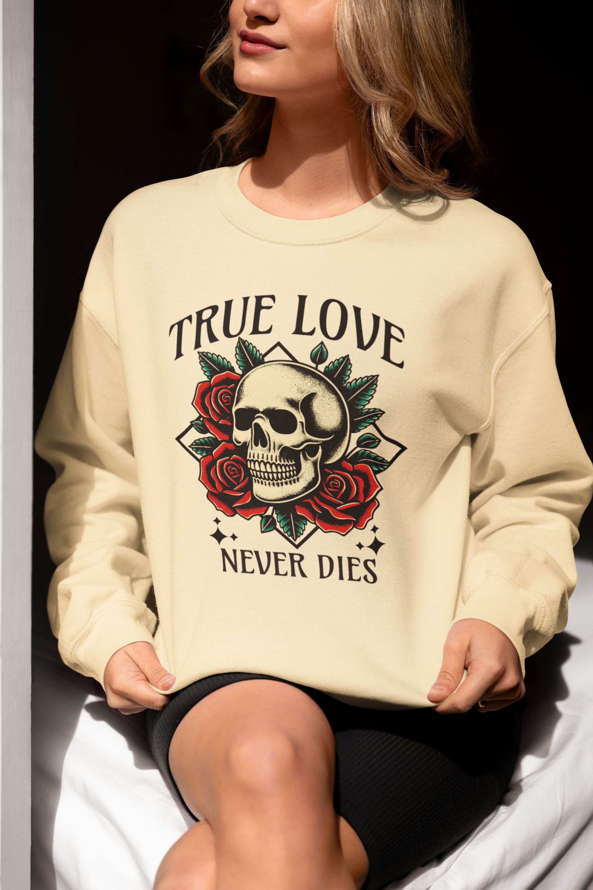 True Love Never Dies Skull & Roses Sweatshirt
