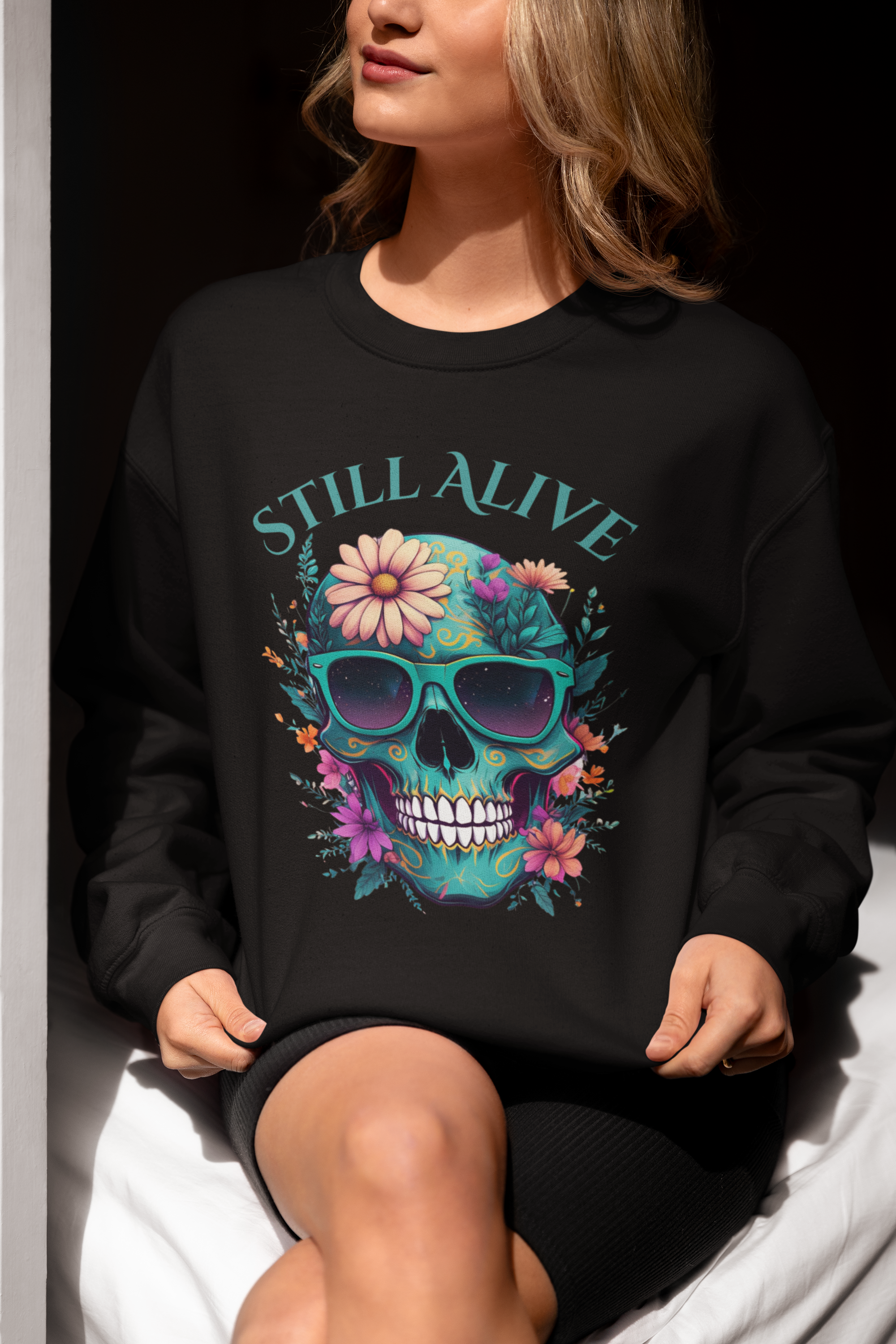 Still Alive Skull Floral Crewneck Sweatshirt