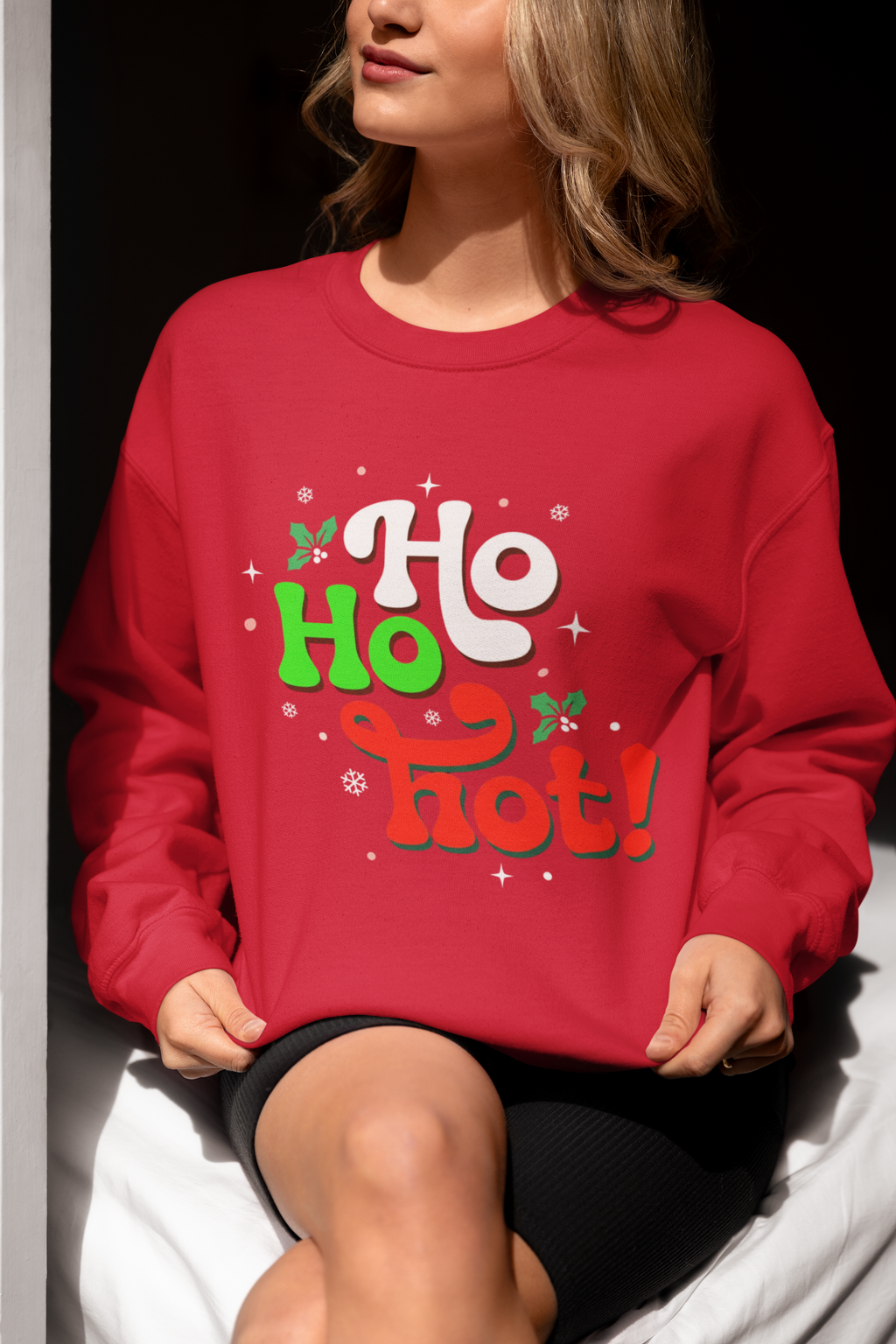 Holiday 'Ho Ho Hot!' Crewneck Sweatshirt — Funny Christmas Sweatshirt