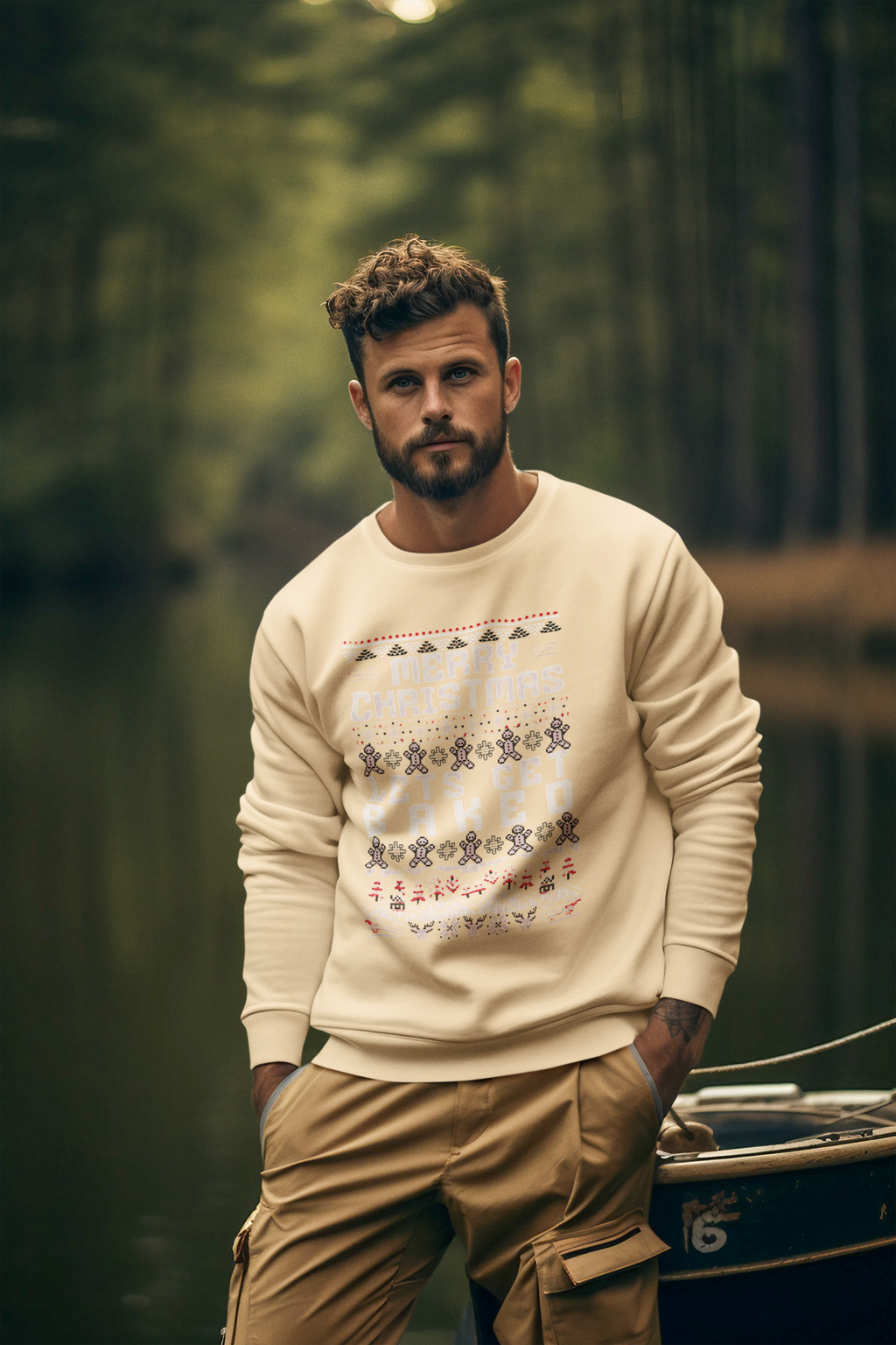 Christmas Gingerbread Crewneck Sweatshirt — "Merry Christmas" Holiday Sweater