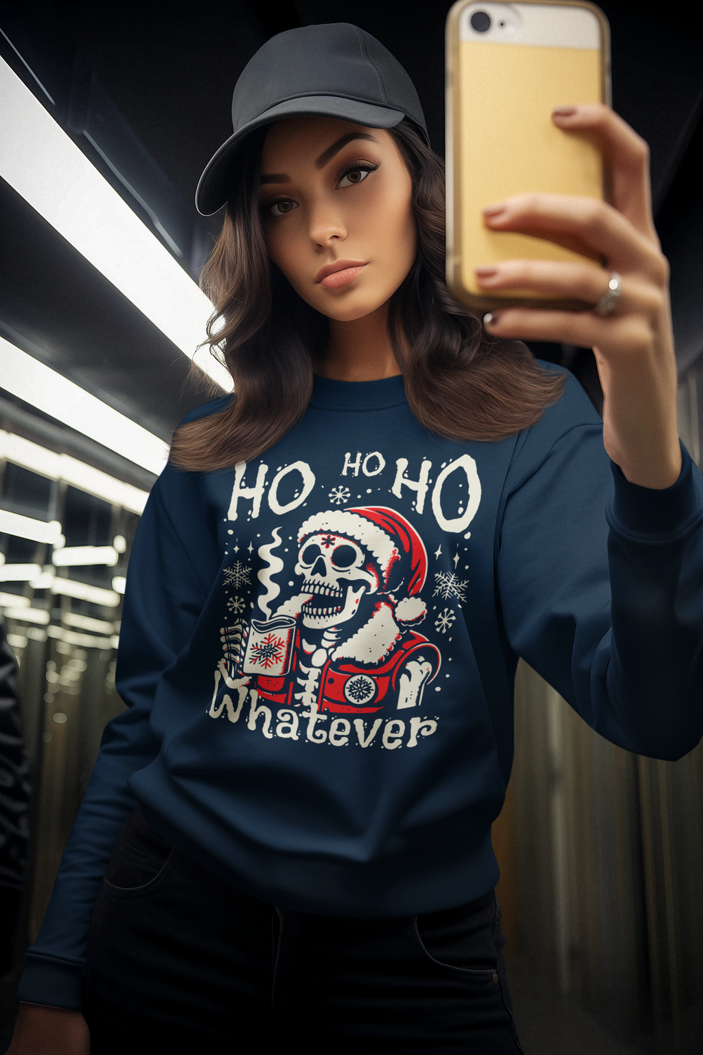 Christmas Skeleton 'Ho Ho Ho Whatever' Crewneck Sweatshirt