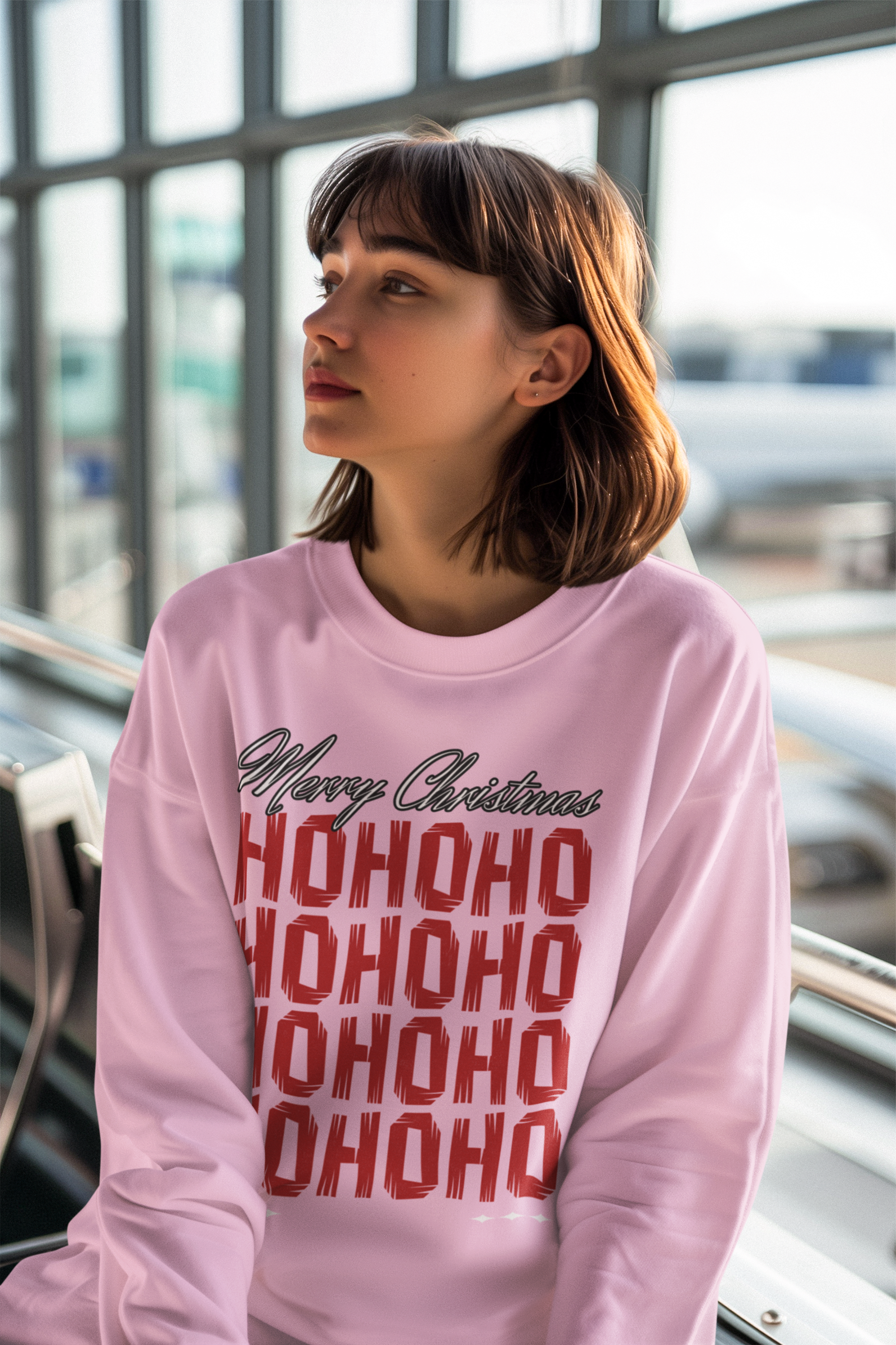 Christmas 'HO HO HO' Crewneck Sweatshirt – Merry Christmas Plaid Holiday Sweater