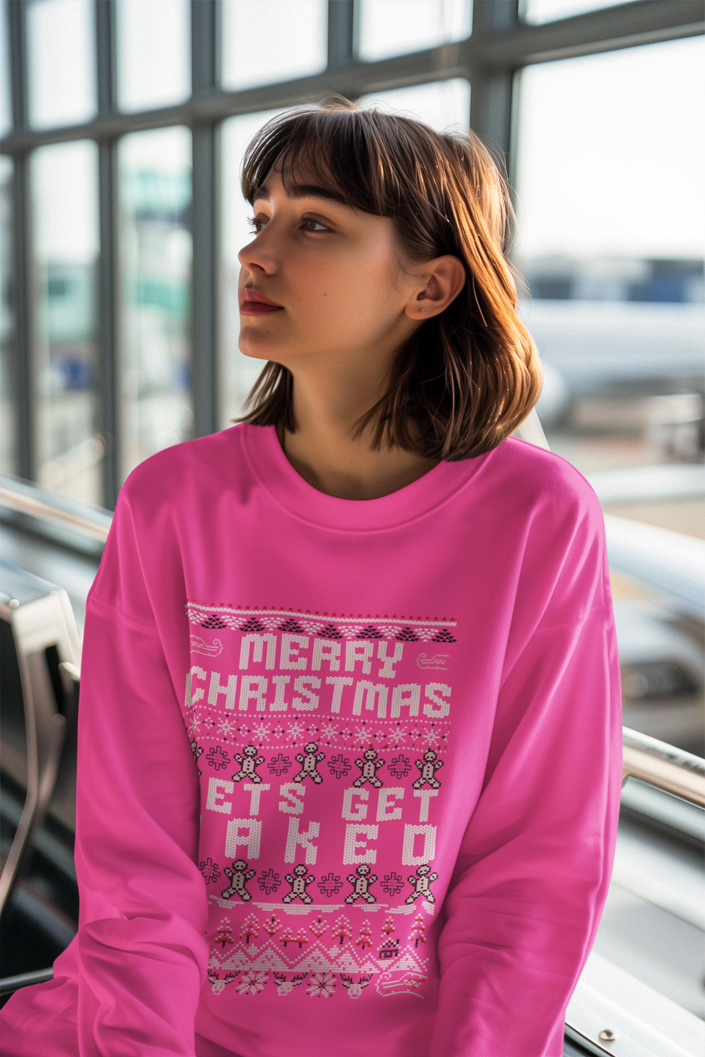 Christmas Gingerbread Crewneck Sweatshirt — "Merry Christmas" Holiday Sweater