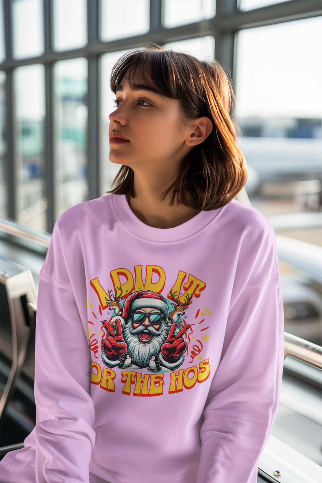 Festive Crewneck Sweatshirt - "I Did It for the Ho's"