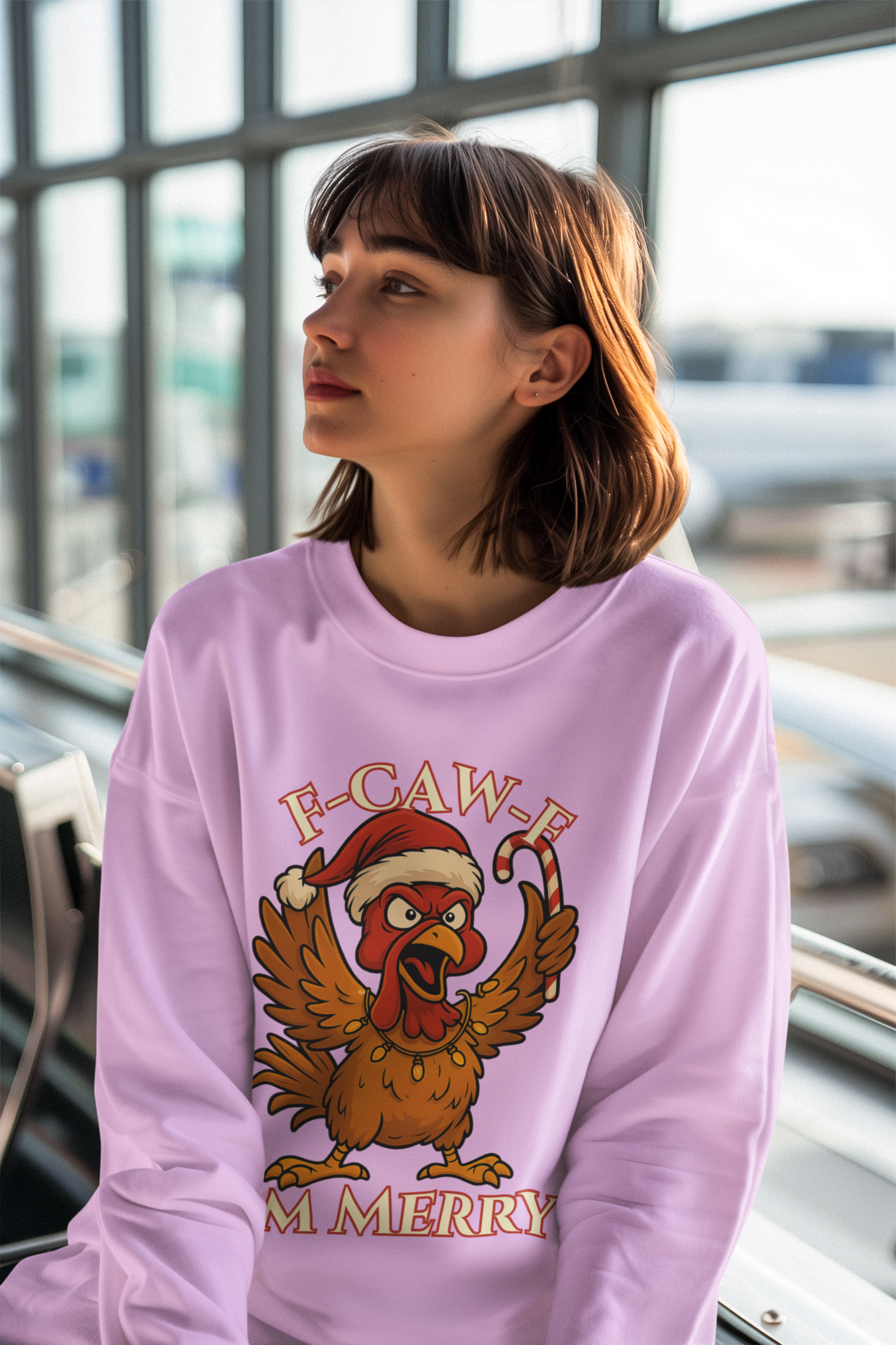 Funny Christmas Sweatshirt - 'F-Caw-F I'm Merry' Unisex Crewneck