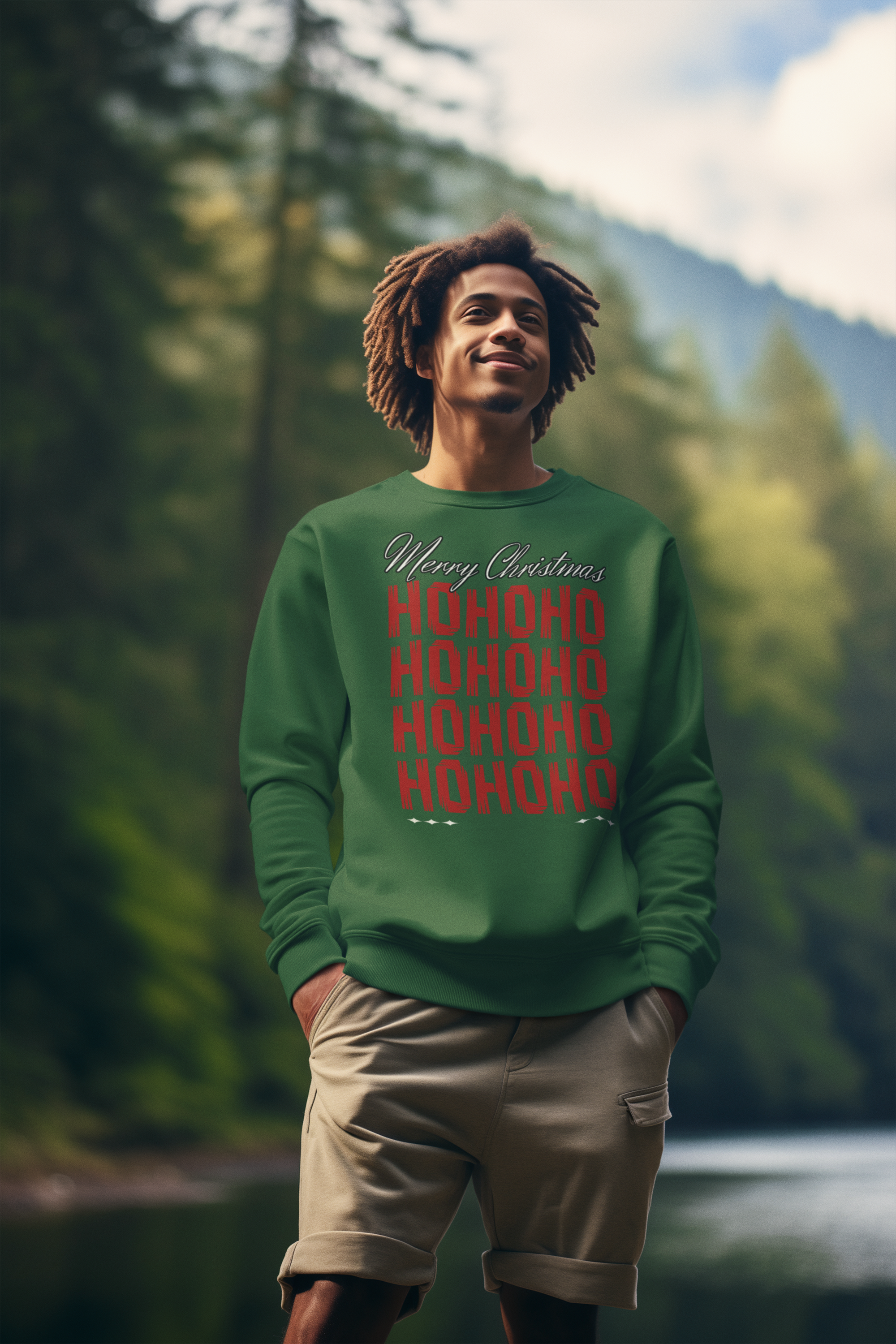 Christmas 'HO HO HO' Crewneck Sweatshirt – Merry Christmas Plaid Holiday Sweater