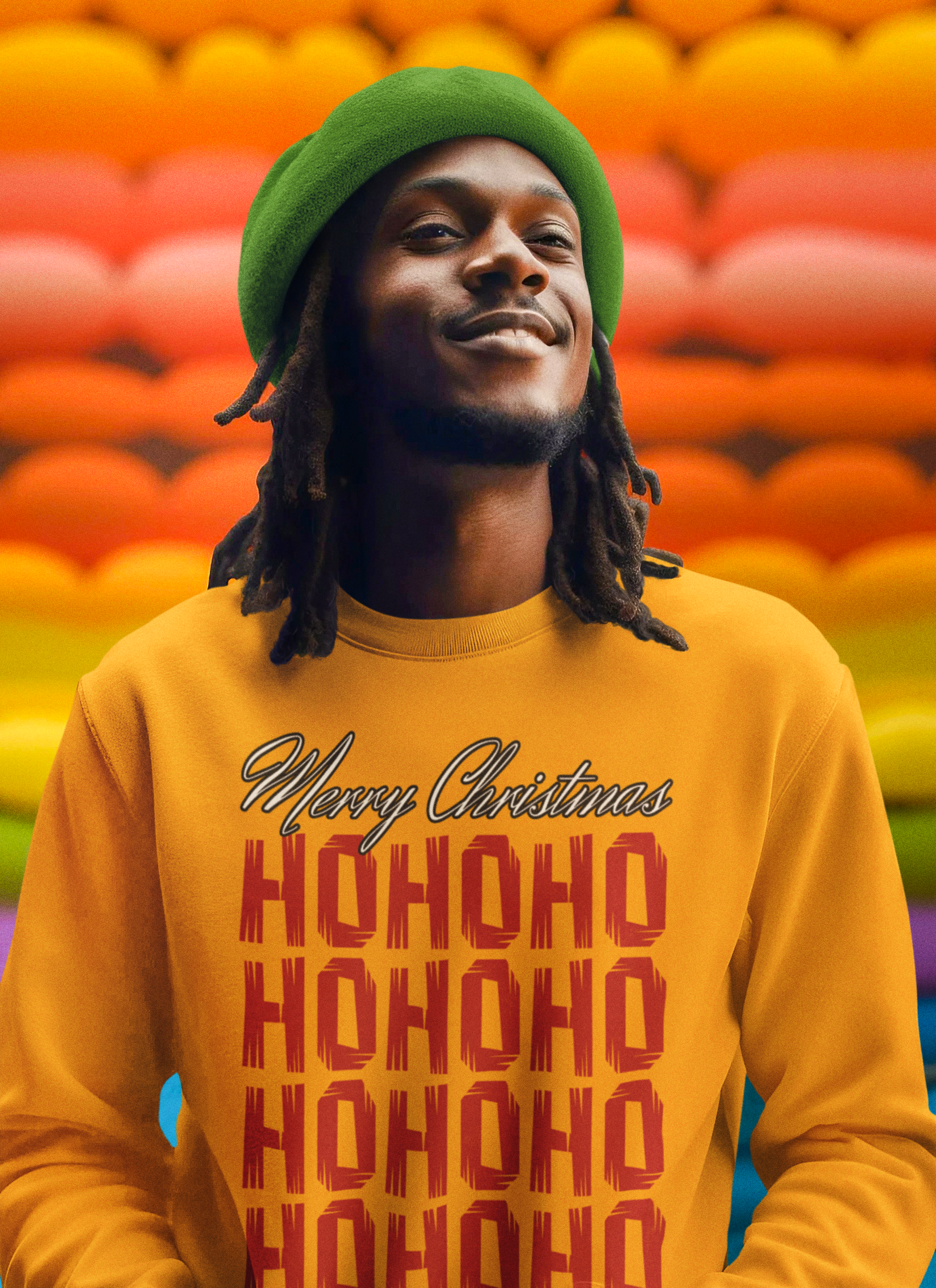 Christmas 'HO HO HO' Crewneck Sweatshirt – Merry Christmas Plaid Holiday Sweater