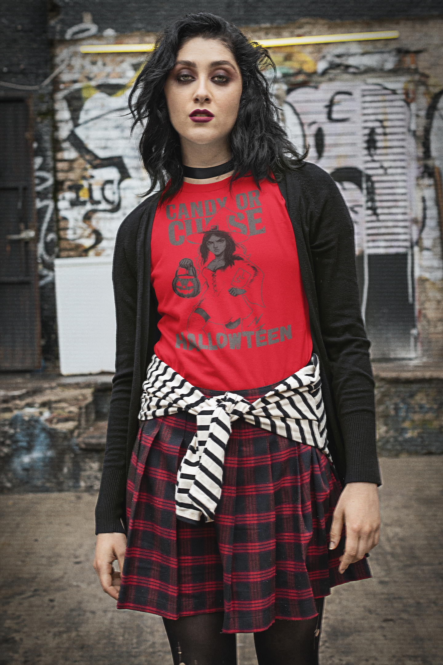 Halloween Unisex Heavy Cotton Tee, Spooky Costume Shirt, Candy or Curse T-Shirt, Witch Graphic Tee, Fall Festive Apparel
