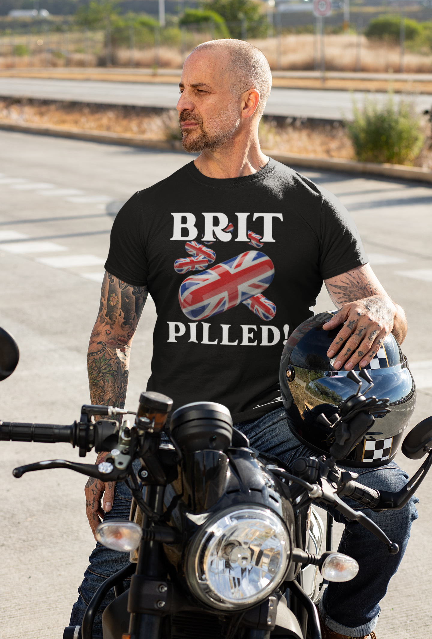 Patriotic Brit Pilled! Union Jack Themed Tee: Perfect for Brits,Edgy relevant make a statement