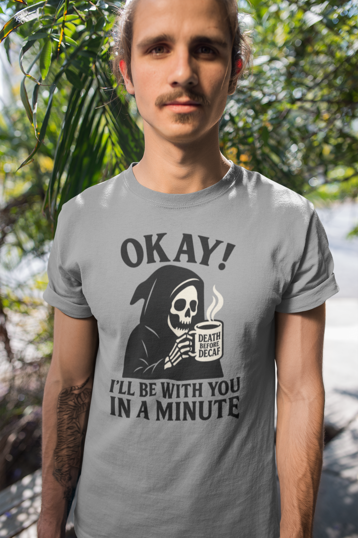 Funny Grim Reaper T-Shirt, Unisex Heavy Cotton Tee for Halloween, Gift for Friends, Skull Design, Quirky Casual Wear