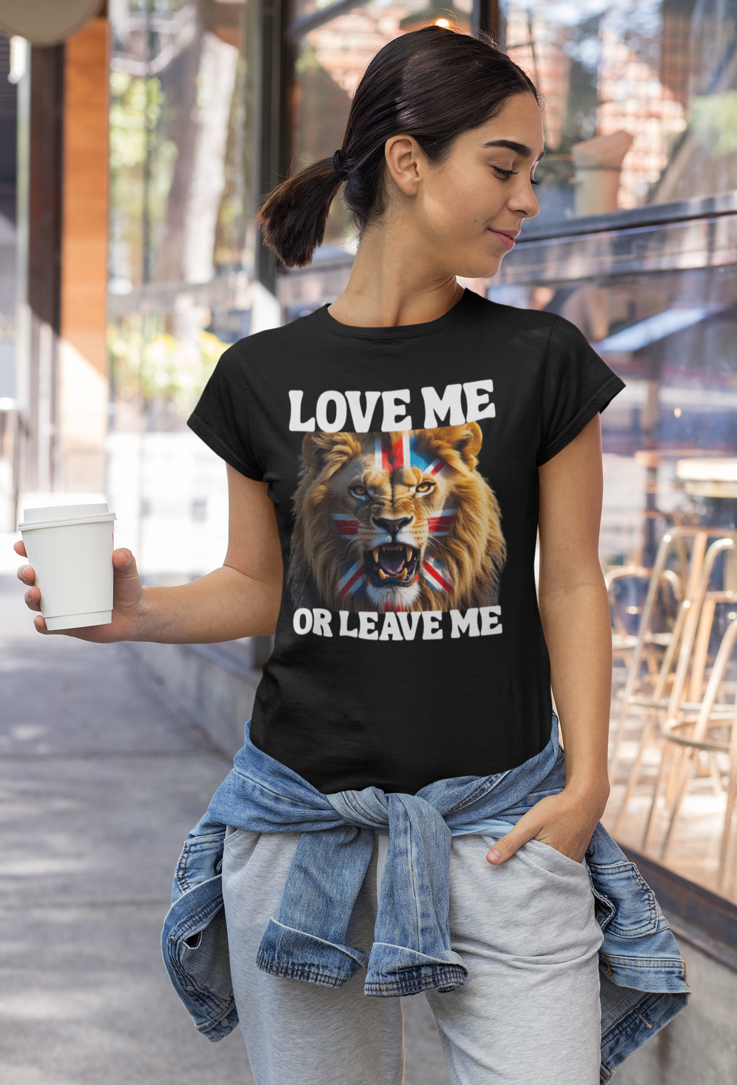 Union Jack Lion Tee - Love Me or Leave Me, Graphic T-Shirt, Unisex Tee, British Pride Shirt, Animal Lover Gift, Casual Wear