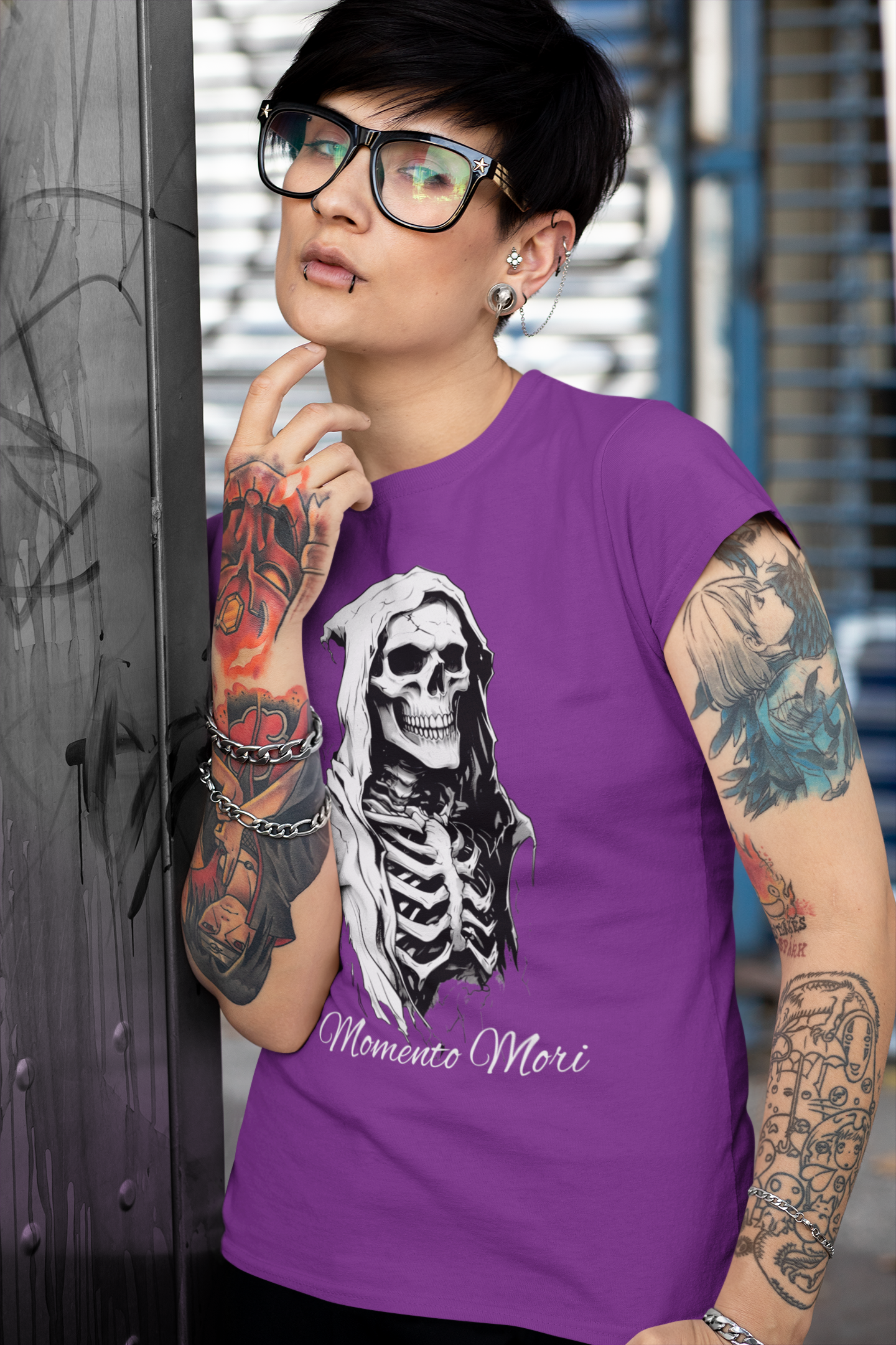 Skull Design Unisex Heavy Cotton Tee | Memoria Mortis | Halloween Shirt, Graphic Tee, Gothic Apparel, Casual Wear, Unique Gift