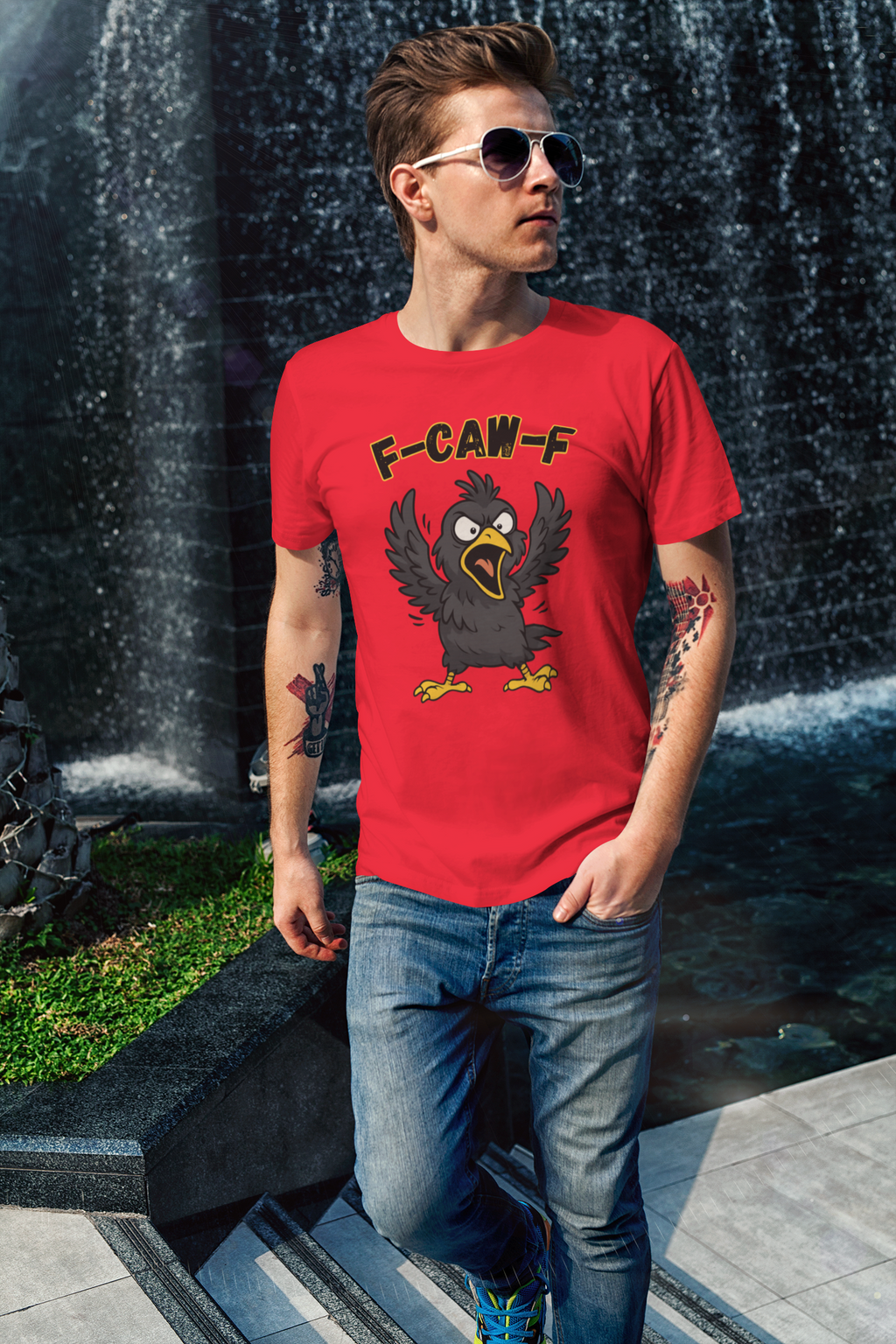 F-Caw-F Unisex Heavy Cotton Tee, Funny Graphic Shirt, Casual Wear, Unique Gift, Bird Lover Apparel