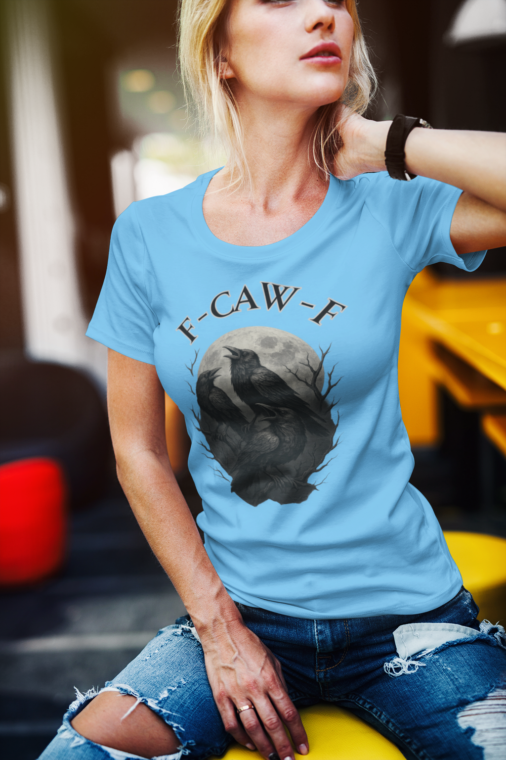 F-Caw-F Raven Graphic T-Shirt, Unisex Softstyle Tee, Gothic Apparel, Halloween, Wearable Art, Gift for Bird Lovers, Casual Style