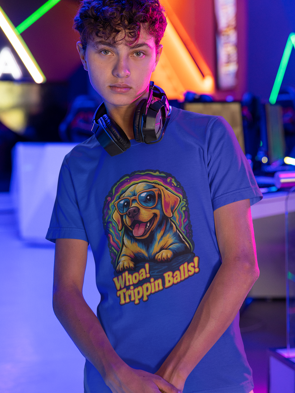 Funny Dog Graphic Tee - "Whoa! Trippin Balls!" Unisex Jersey Shirt