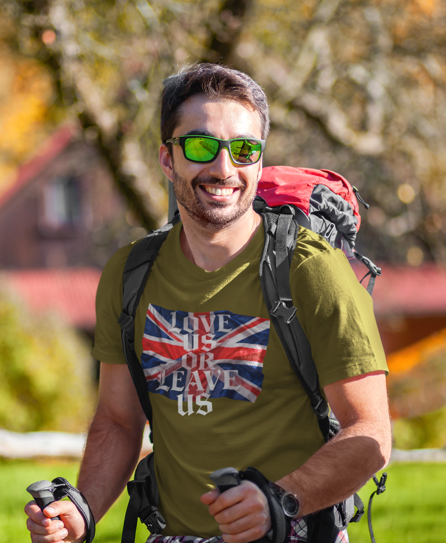 Union Flag Statement Tee, Love Us or Leave Us T-Shirt, British Pride Apparel, Unisex Cotton Shirt, Ideal for Festivals, Casual Wear