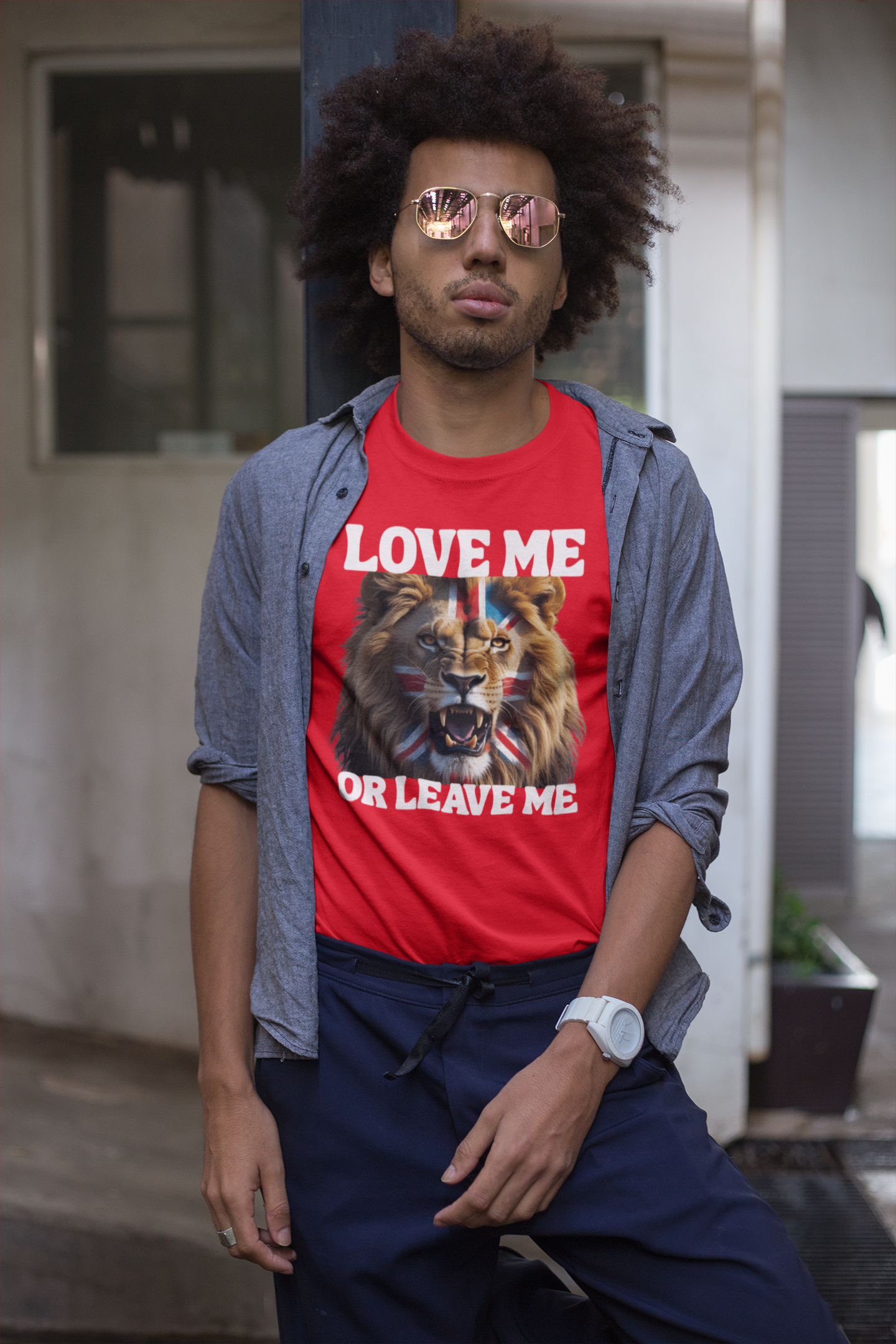 Union Jack Lion Tee - Love Me or Leave Me, Graphic T-Shirt, Unisex Tee, British Pride Shirt, Animal Lover Gift, Casual Wear