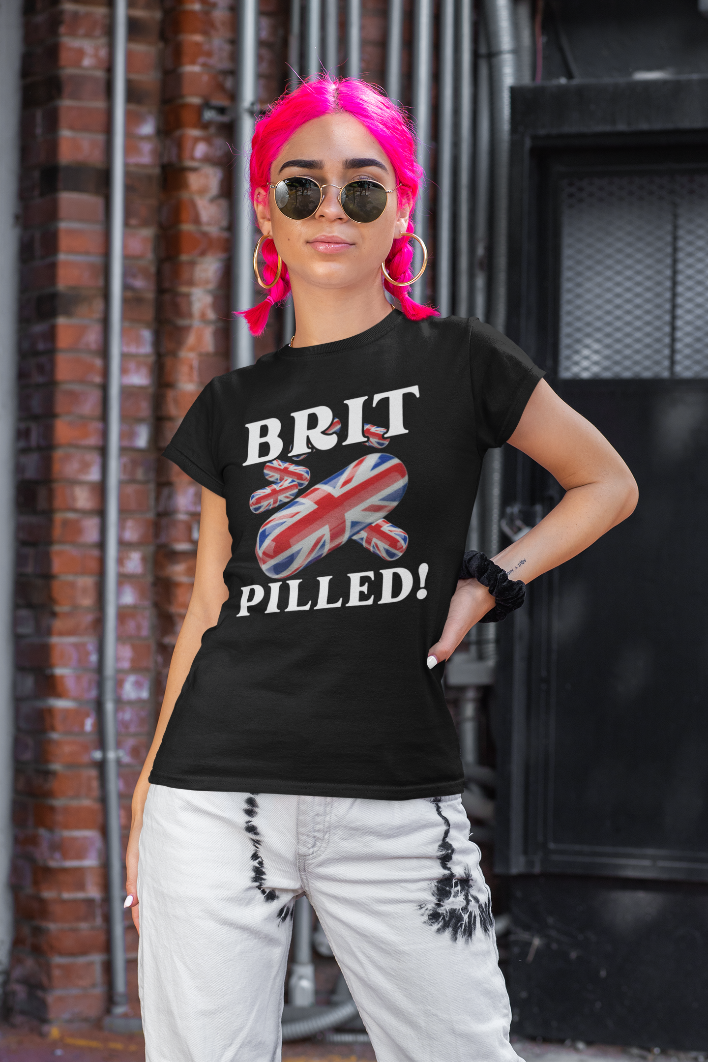 Patriotic Brit Pilled! Union Jack Themed Tee: Perfect for Brits,Edgy relevant make a statement