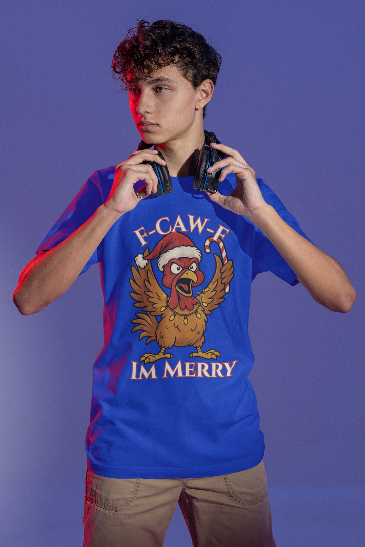 Festive Funny Christmas Tee - "F-Caw-E, I'm Merry"
