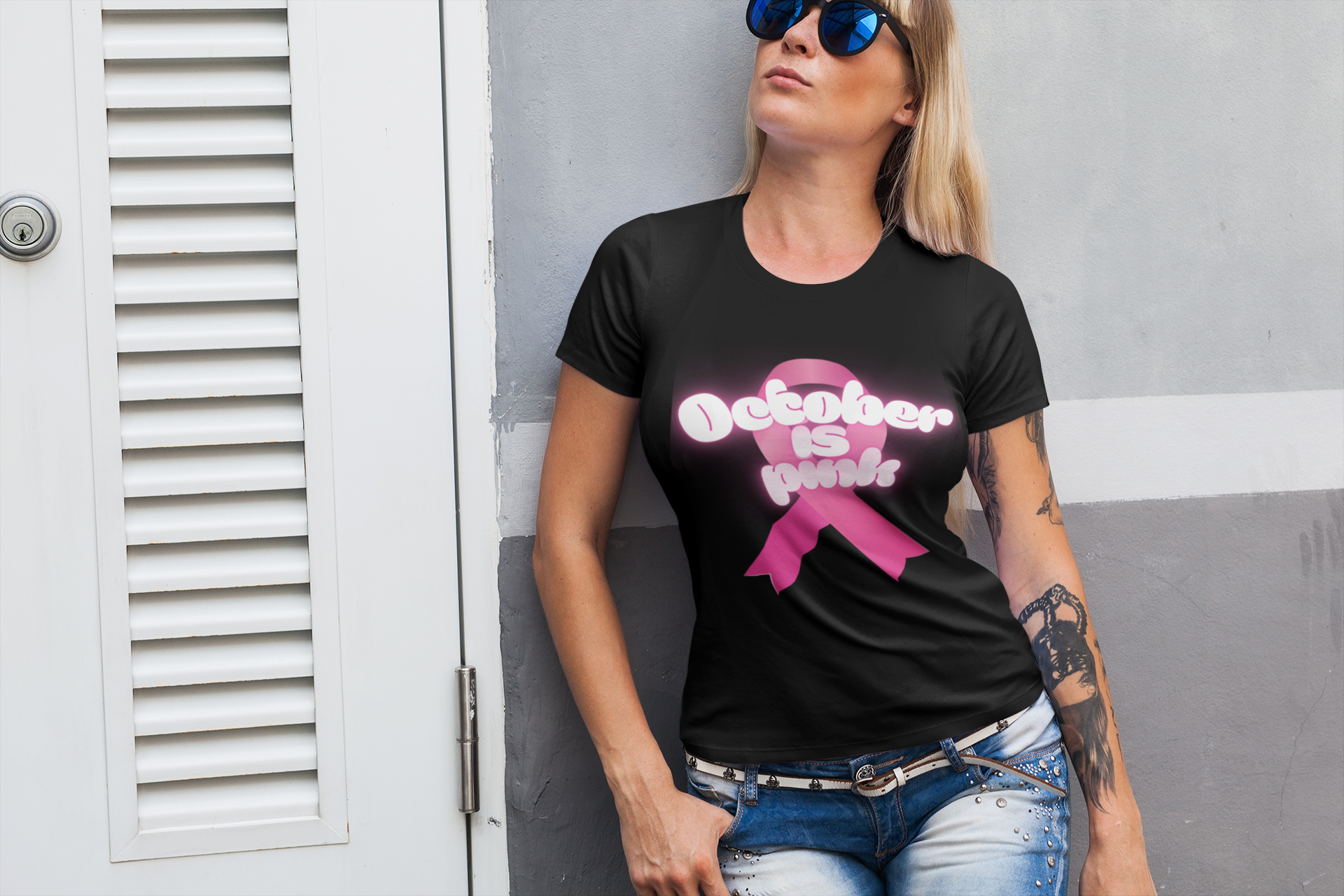 October is Pink Unisex Heavy Cotton Tee, Breast Cancer Awareness Shirt, Support T-Shirt, Gift for October Events, Casual Wear