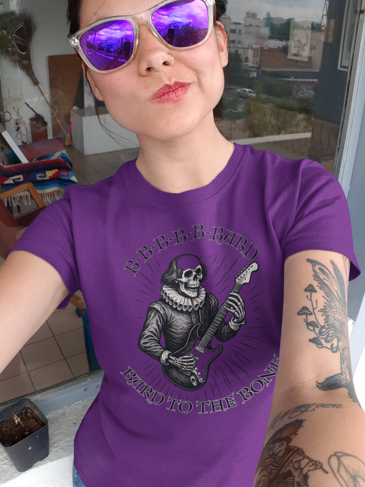 Rock-Inspired Unisex Tee, Skellie Guitarist Shirt, Music Lover Apparel, Halloween Costume Tee, Unique Gift for Musicians
