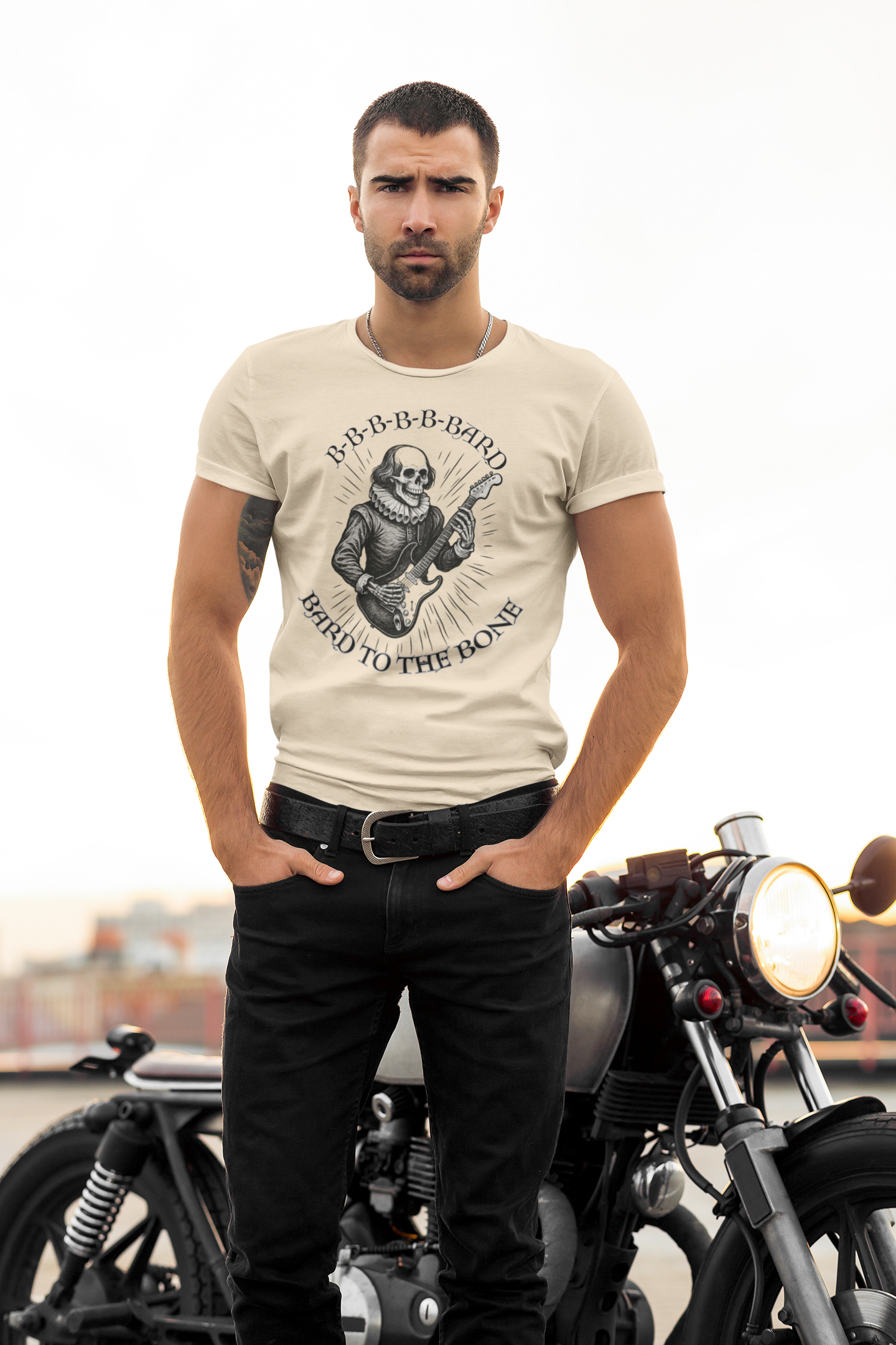 Rock-Inspired Unisex Tee, Skellie Guitarist Shirt, Music Lover Apparel, Halloween Costume Tee, Unique Gift for Musicians