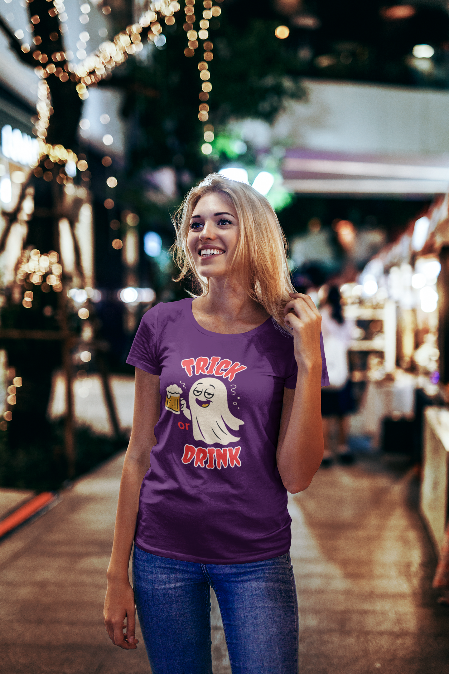Halloween Ghost Tee - Trick or Drink Unisex Heavy Cotton T-Shirt, Funny Halloween Shirt, Halloween Party Wear, Ghost Lover Tee